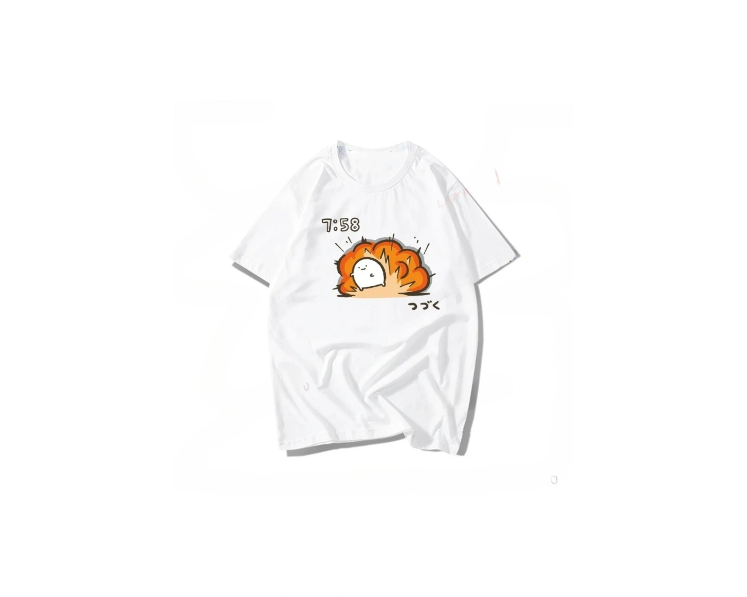 Beyaz Komik Sloganı Im Late for Work Mizah Vintage Japonya Kanji Hiçbir Fikir Baskılı T Sh