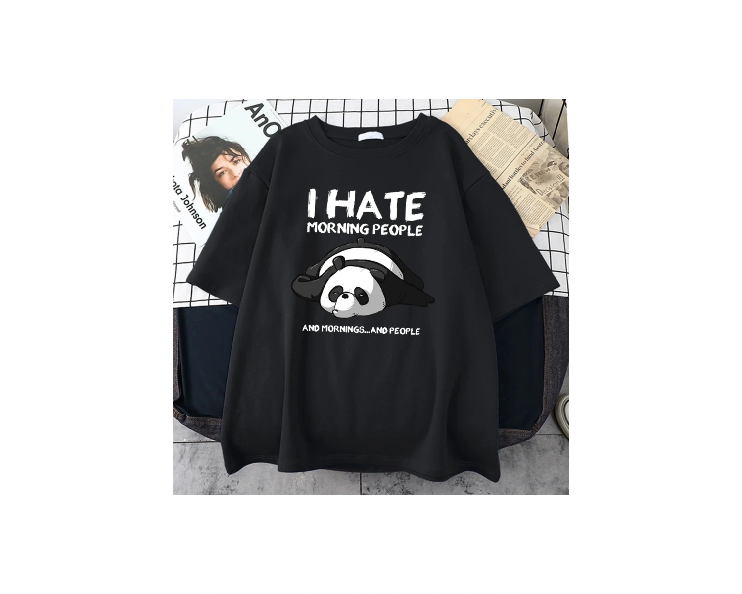 Beyaz Kore Retro Sevimli Kedi ler için Gevşek Yuvarlak Boyun Yaz