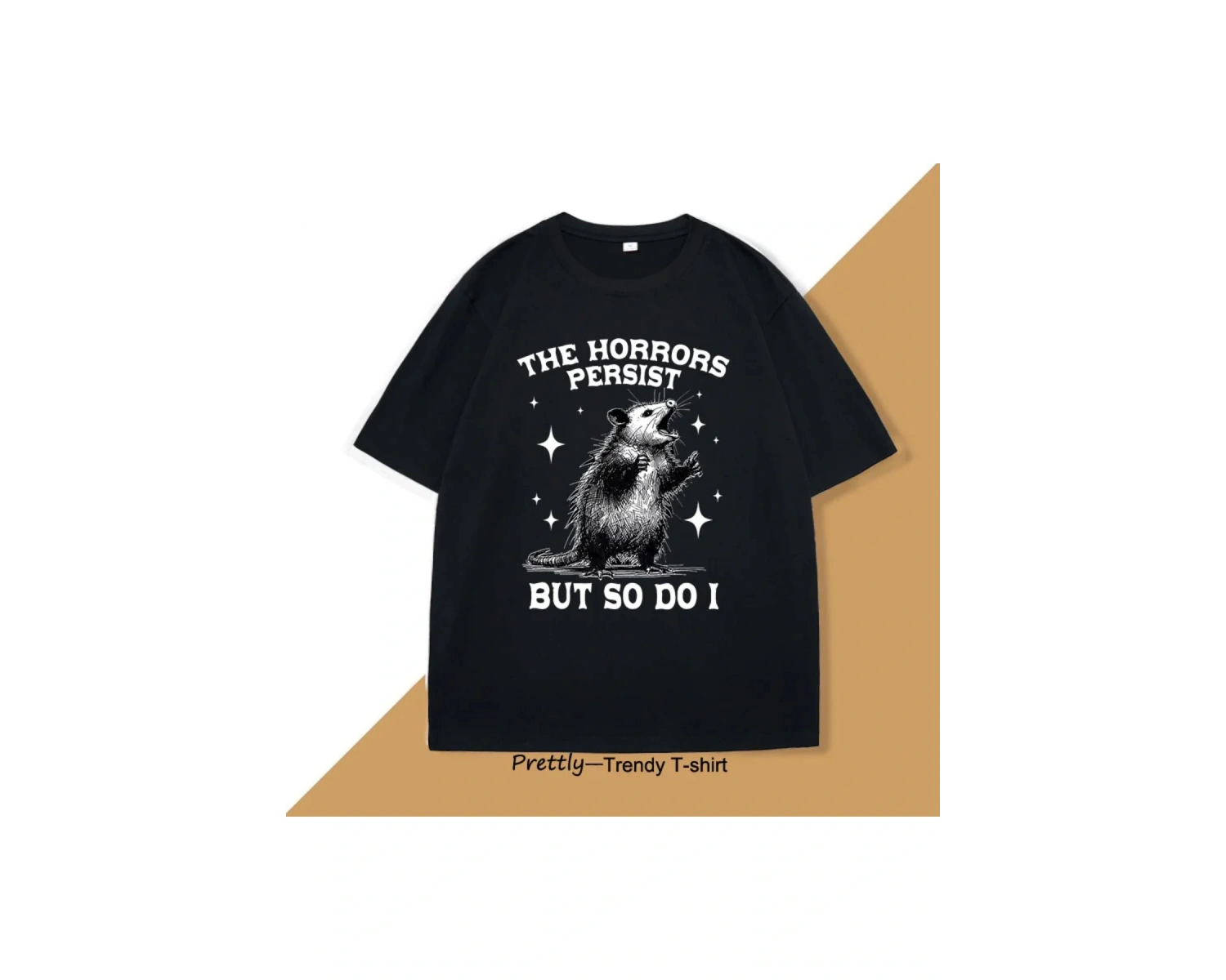 Beyaz Korku Kalıcı Ama Bu yüzden Yaparım Retro Opossum Komik Tshirt Sokak