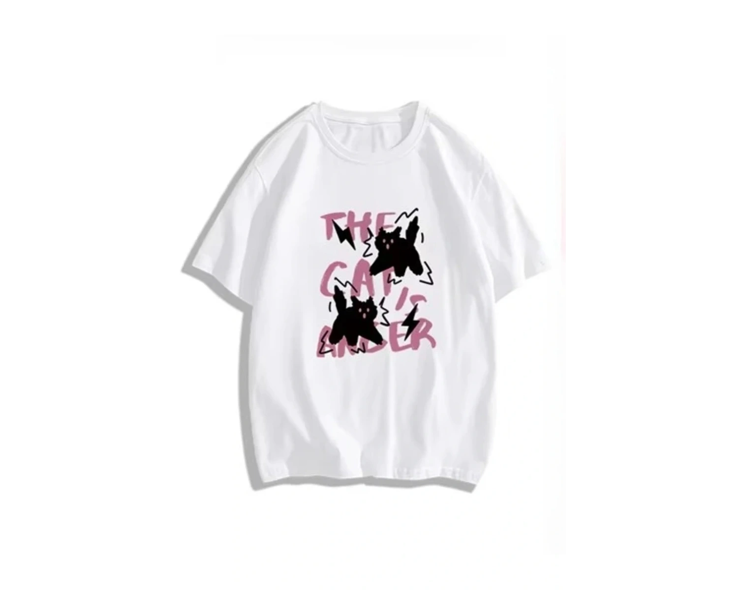 Beyaz Korku Kedi Baskı Yaz, Saf Y2k Üst Hem lar için Uygun