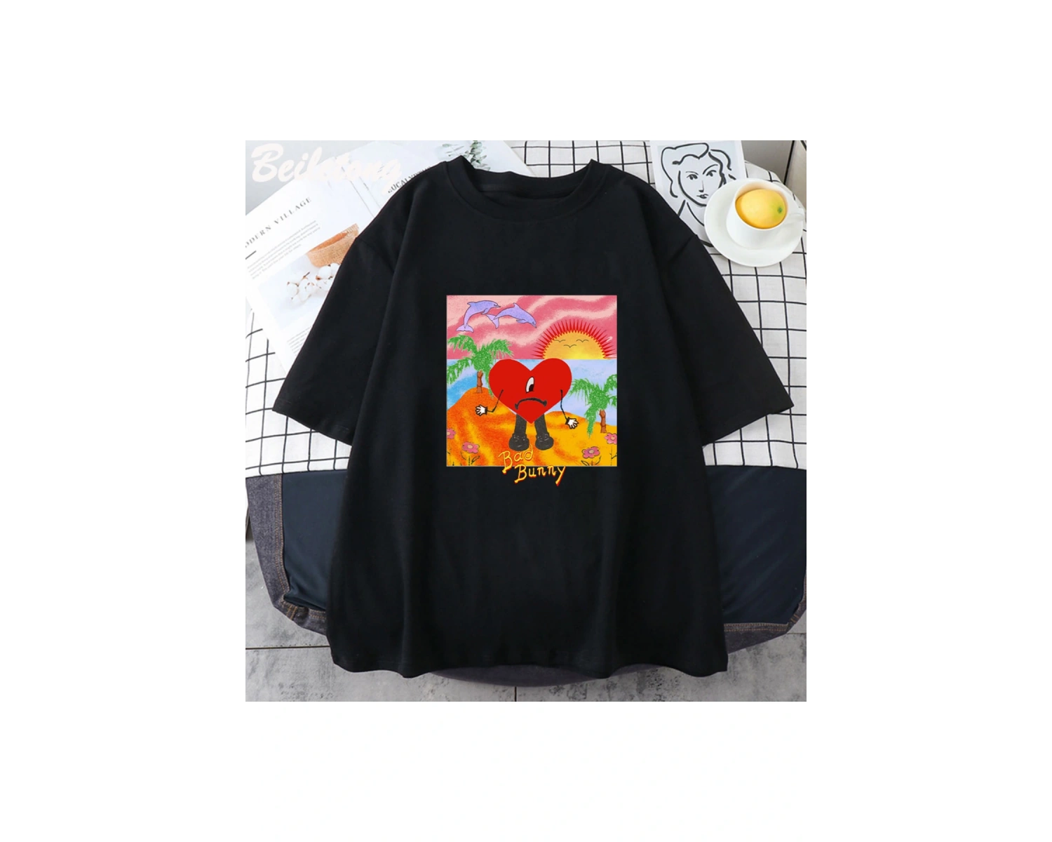 Beyaz kötü Bunny Vintage Tees yaz baskı Ca