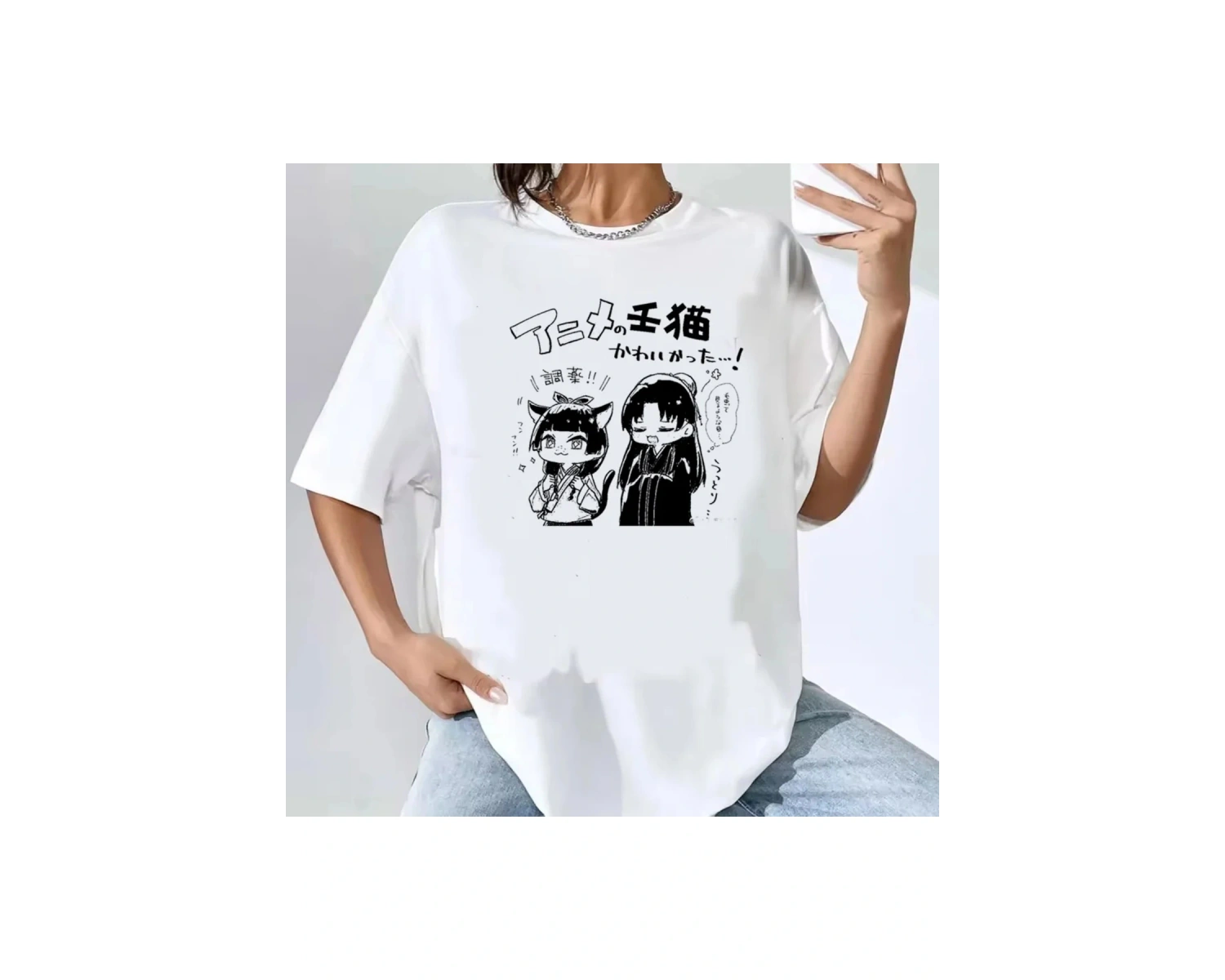 Beyaz Kusuriya Hiçbir Hitorigoto Maomao Kawaii Karikatür Tshirt Anime Este