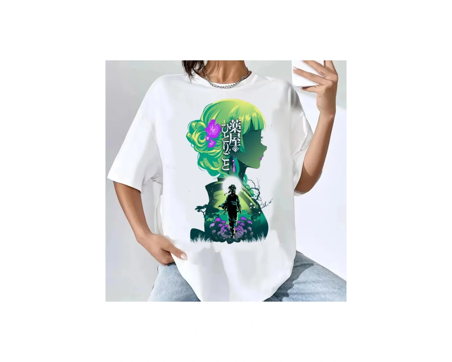 Beyaz Kusuriya Hiçbir Hitorigoto Maomao Kawaii Karikatür Tshirt Anime Este