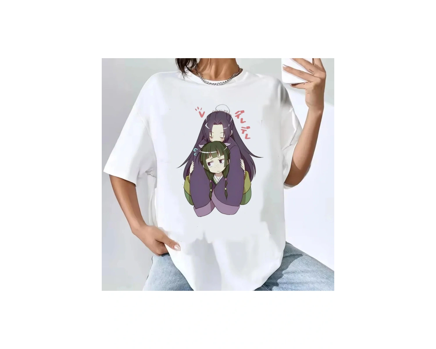 Beyaz Kusuriya Hiçbir Hitorigoto Maomao Kawaii Karikatür Tshirt Anime Este