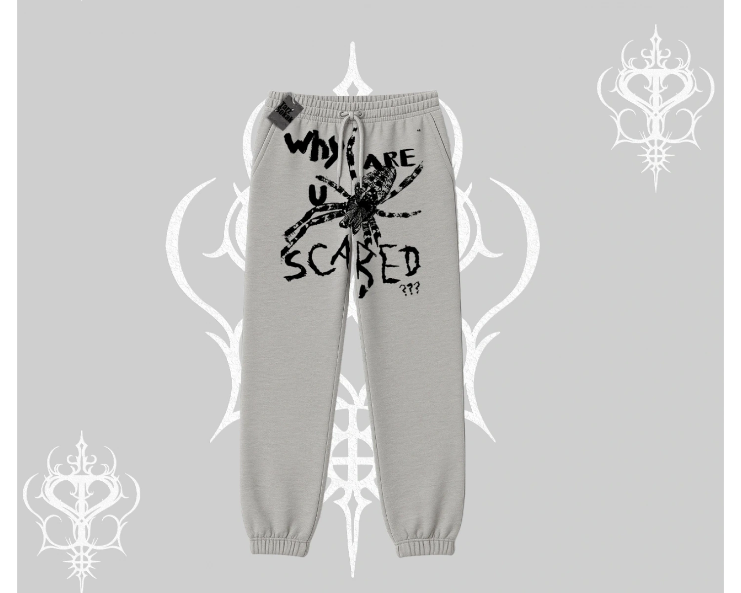 Beyaz Lastikli Eşofman Altı Why are u Scared