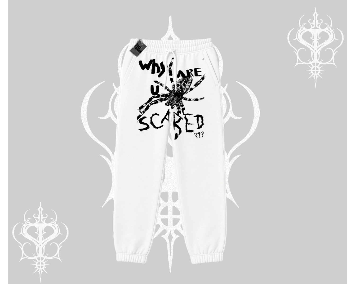 Beyaz Lastikli Eşofman Altı Why are u Scared