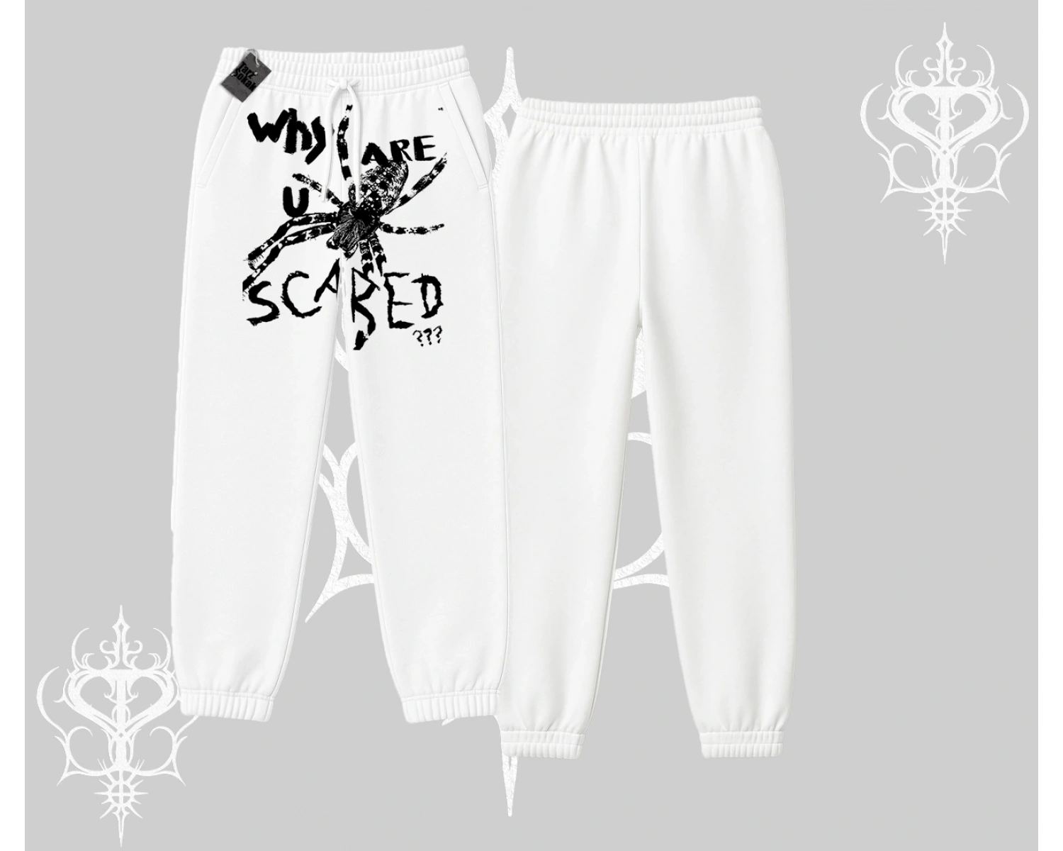 Beyaz Lastikli Eşofman Altı Why are u Scared