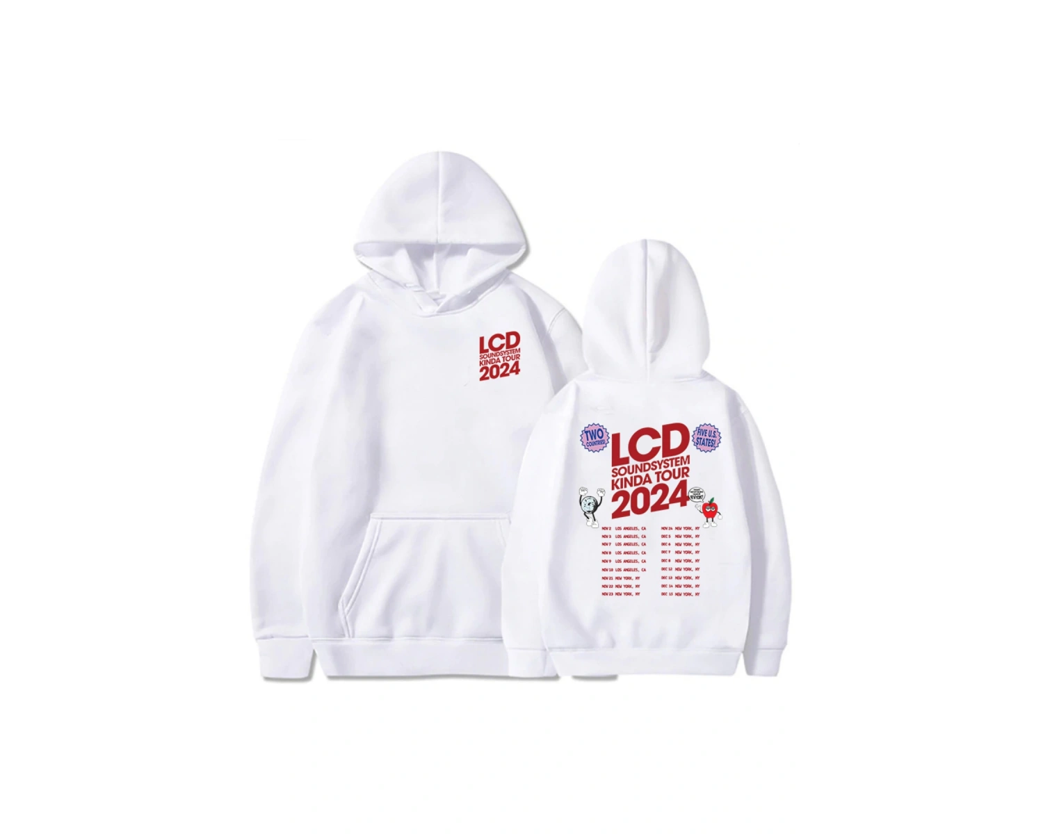 Beyaz LCD Soundsystem Electronic Rock Band Hoodies Tour Graphic Printing Clo