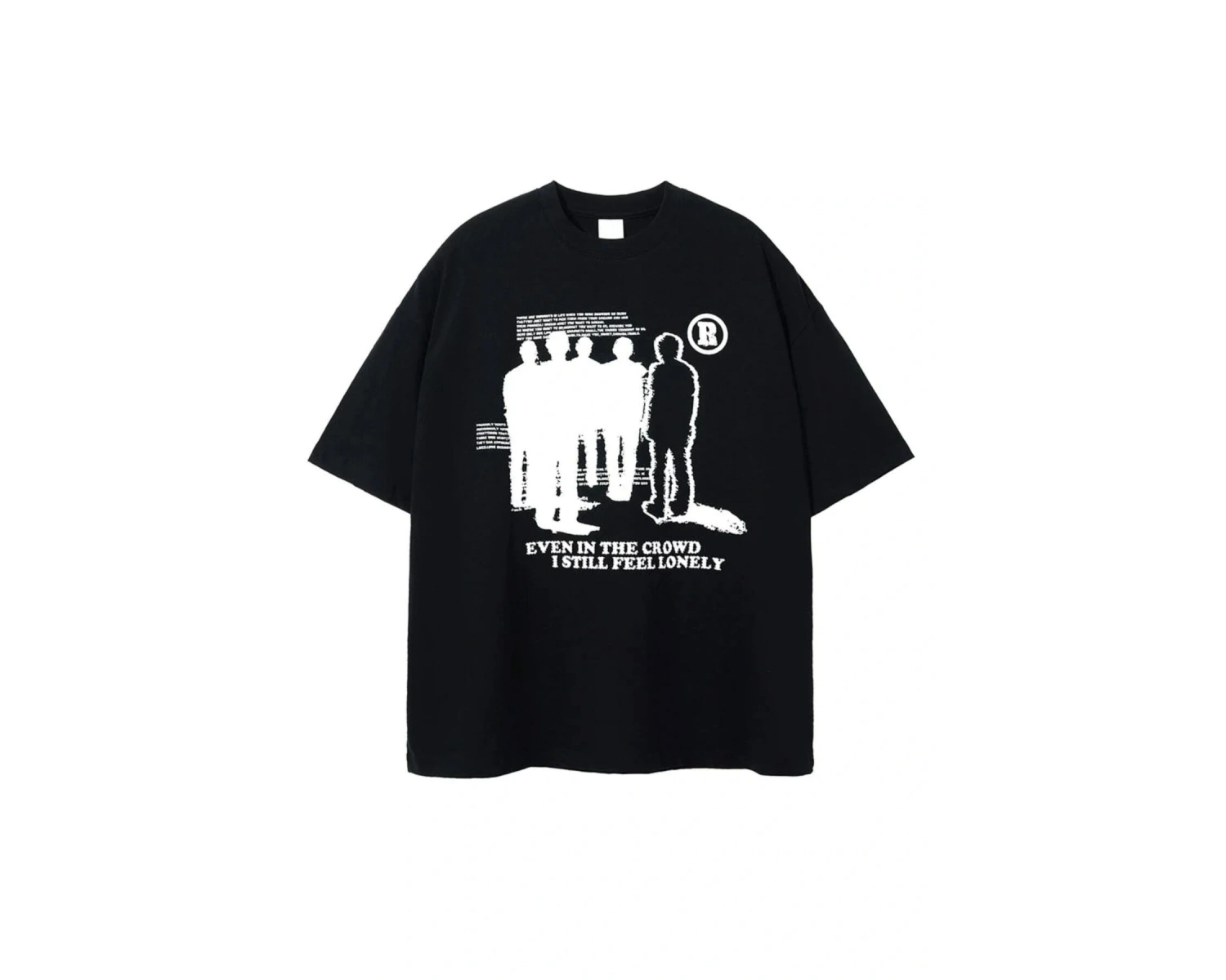 Beyaz Lonely Baskılı Bisiklet Yaka Oversize Erkek Tişört