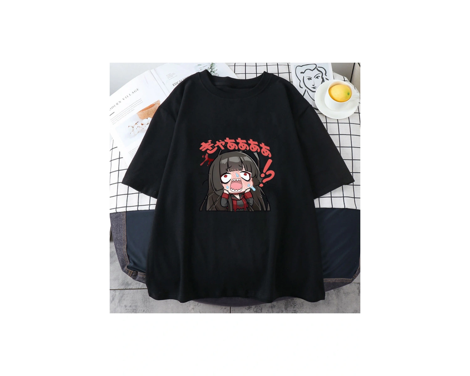 Beyaz Mavi Arşiv Tsurugi lu Baskı Anime Tshirt Yaz O-Boyun T G