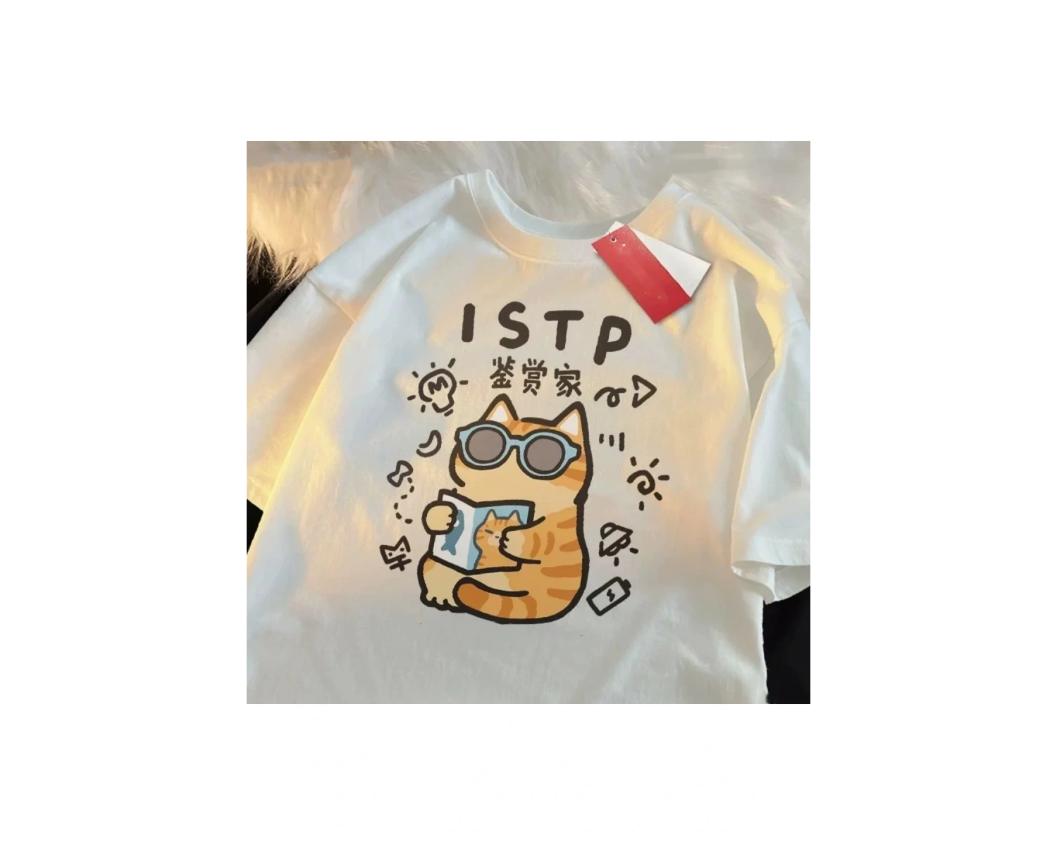 Beyaz MBTI Yaz ve Bahar ler Eğlenceli Kedi Nefes Yumuşak Serin