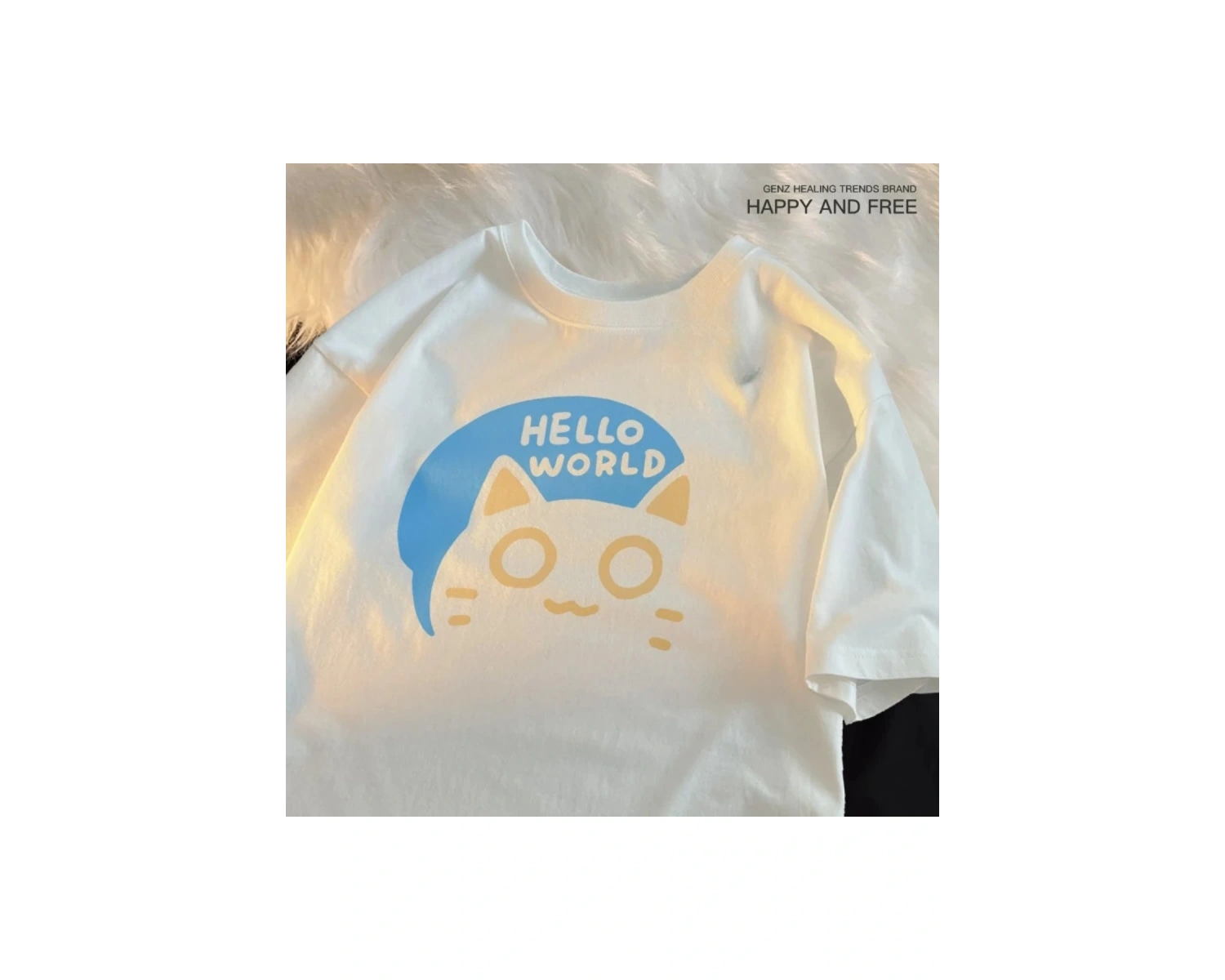 Beyaz Merhaba Dünya Yaz Trendy Gevşek Kodu İtiraf Eğlenceli Çift Yarım Koll