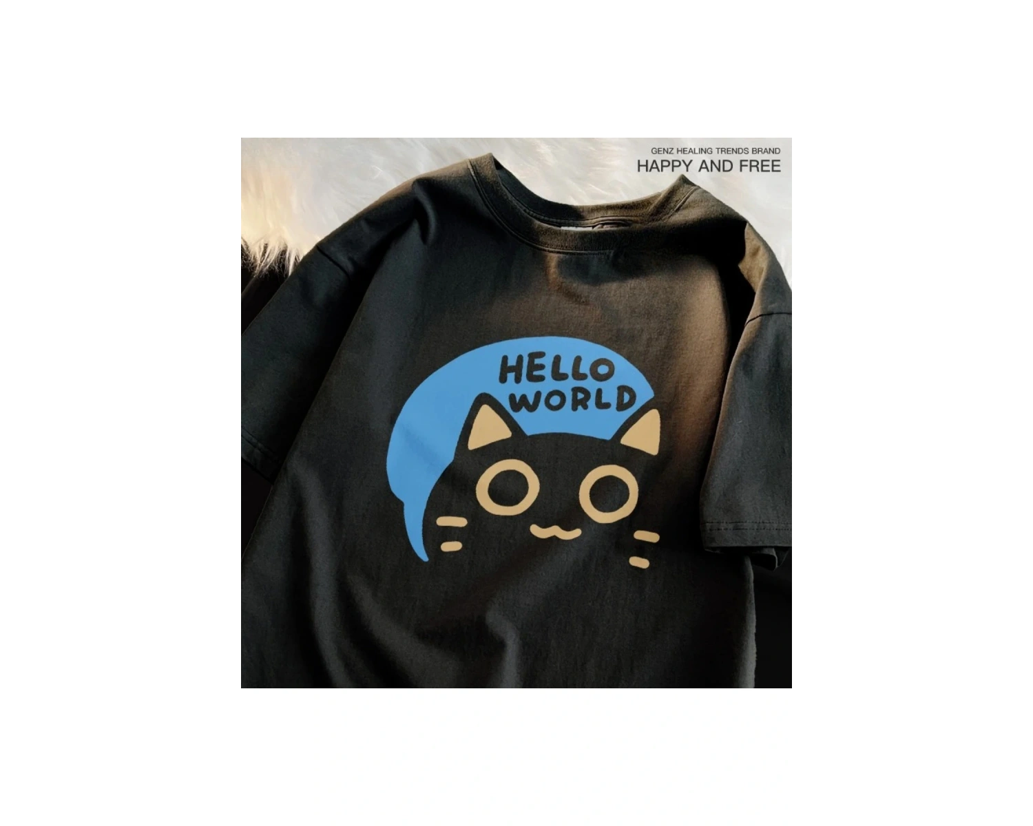 Beyaz Merhaba Dünya Yaz Trendy Gevşek Kodu İtiraf Eğlenceli Çift Yarım Koll