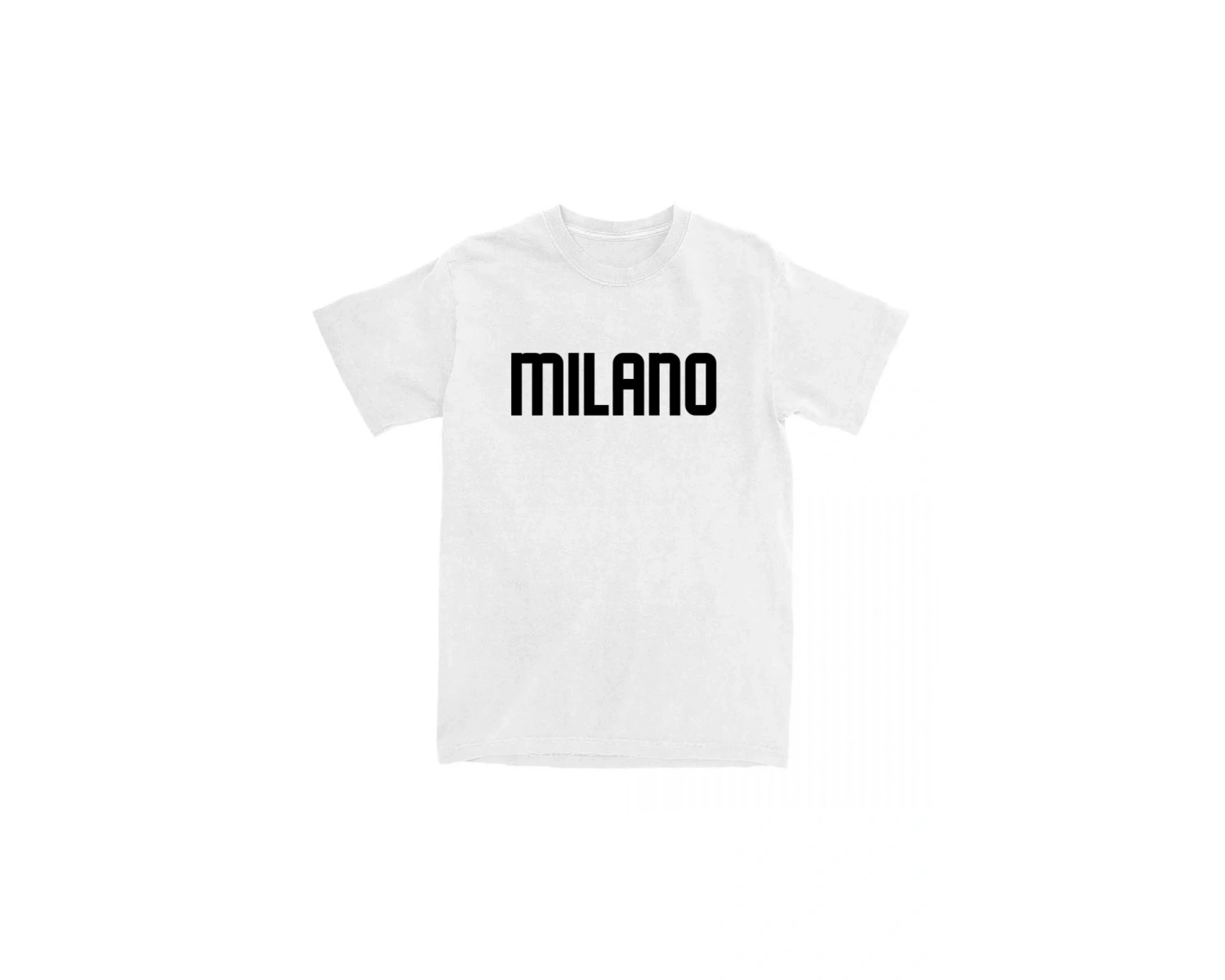 Beyaz Milano şehir baskı % yaz -gömlek yuvarlak boyun yumuşak l