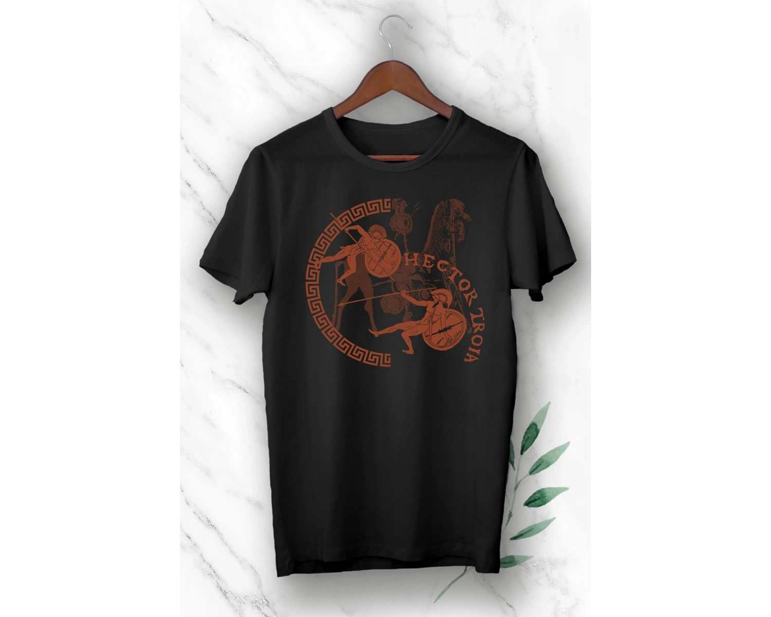 Beyaz Mitoloji Truva Prensi Hektor Baskılı Unısex Tişört