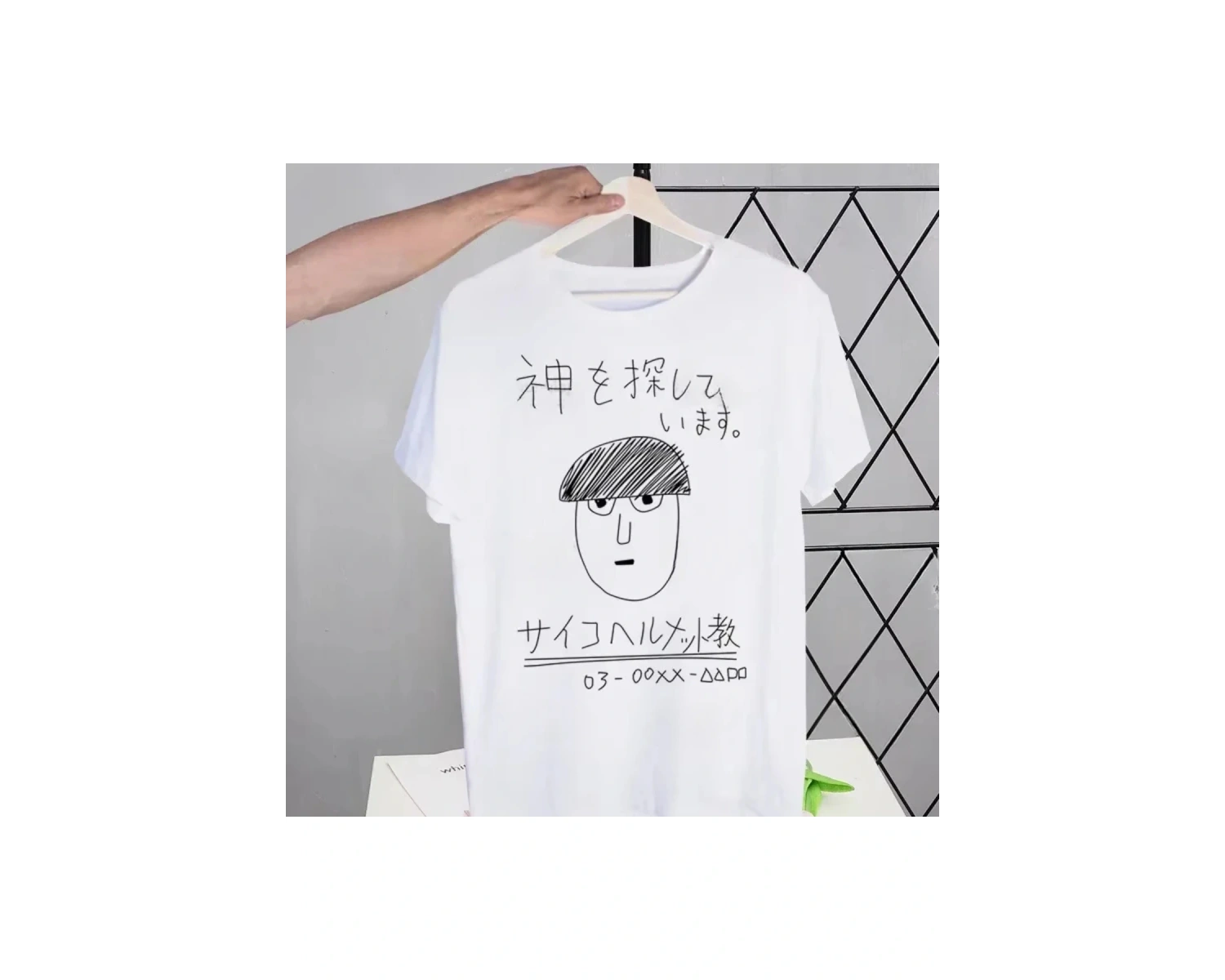 Beyaz Mob Psycho 100 Shigeo Kageyama Retro Yıkanmış Tees Tops Harajuku Bir Anime Mang