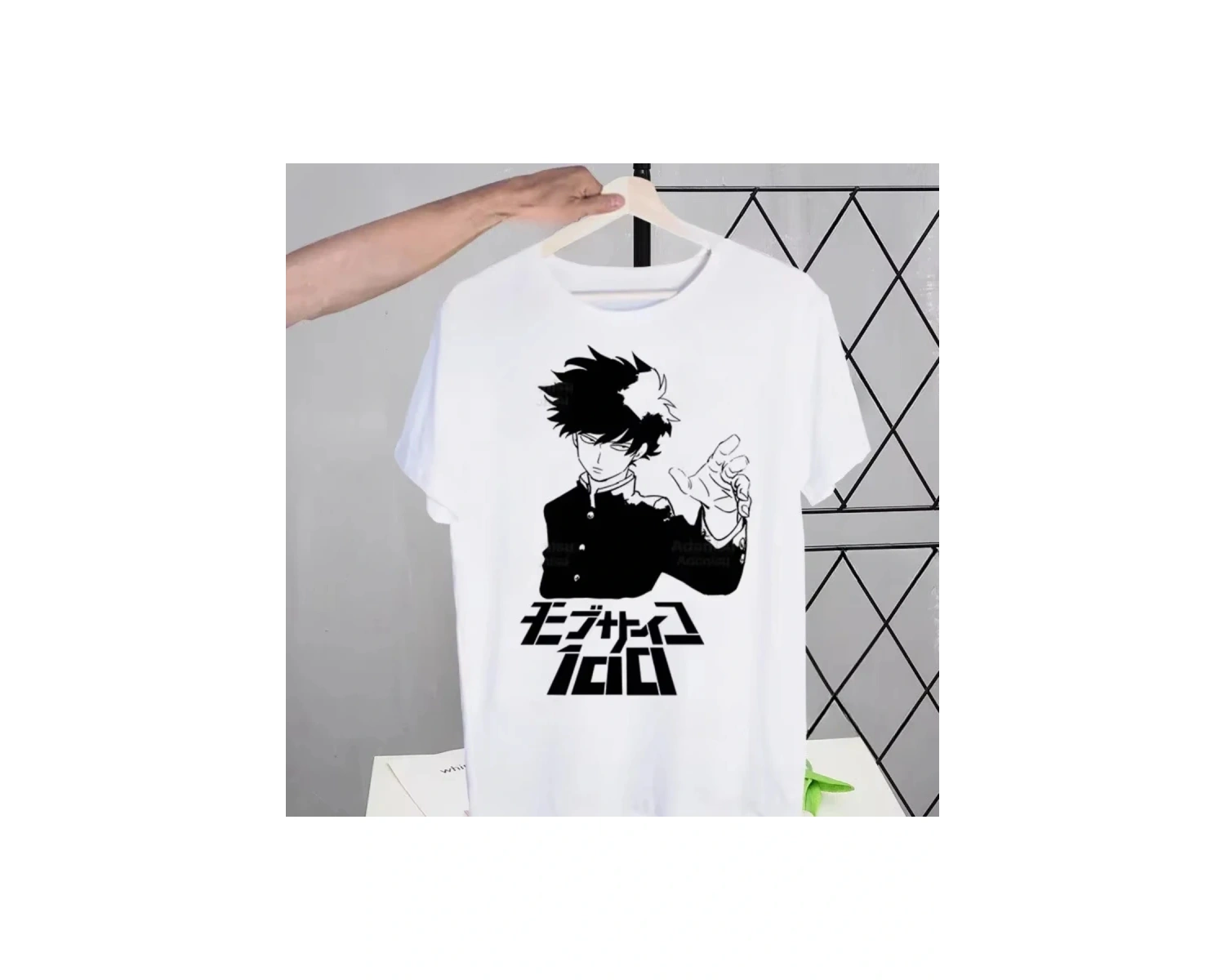 Beyaz Mob Psycho 100 Shigeo Kageyama Retro Yıkanmış Tees Tops Harajuku Bir Anime Mang