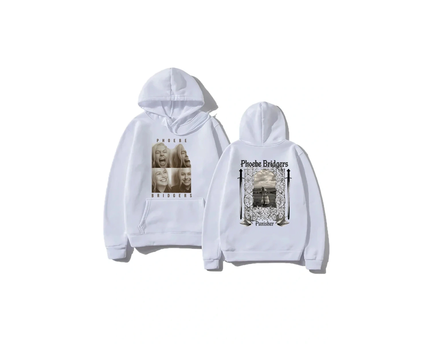 Beyaz Moda rahat Hoodies Phoebe bripocket Indie halk Unisex Hoody ile boy yönlü y