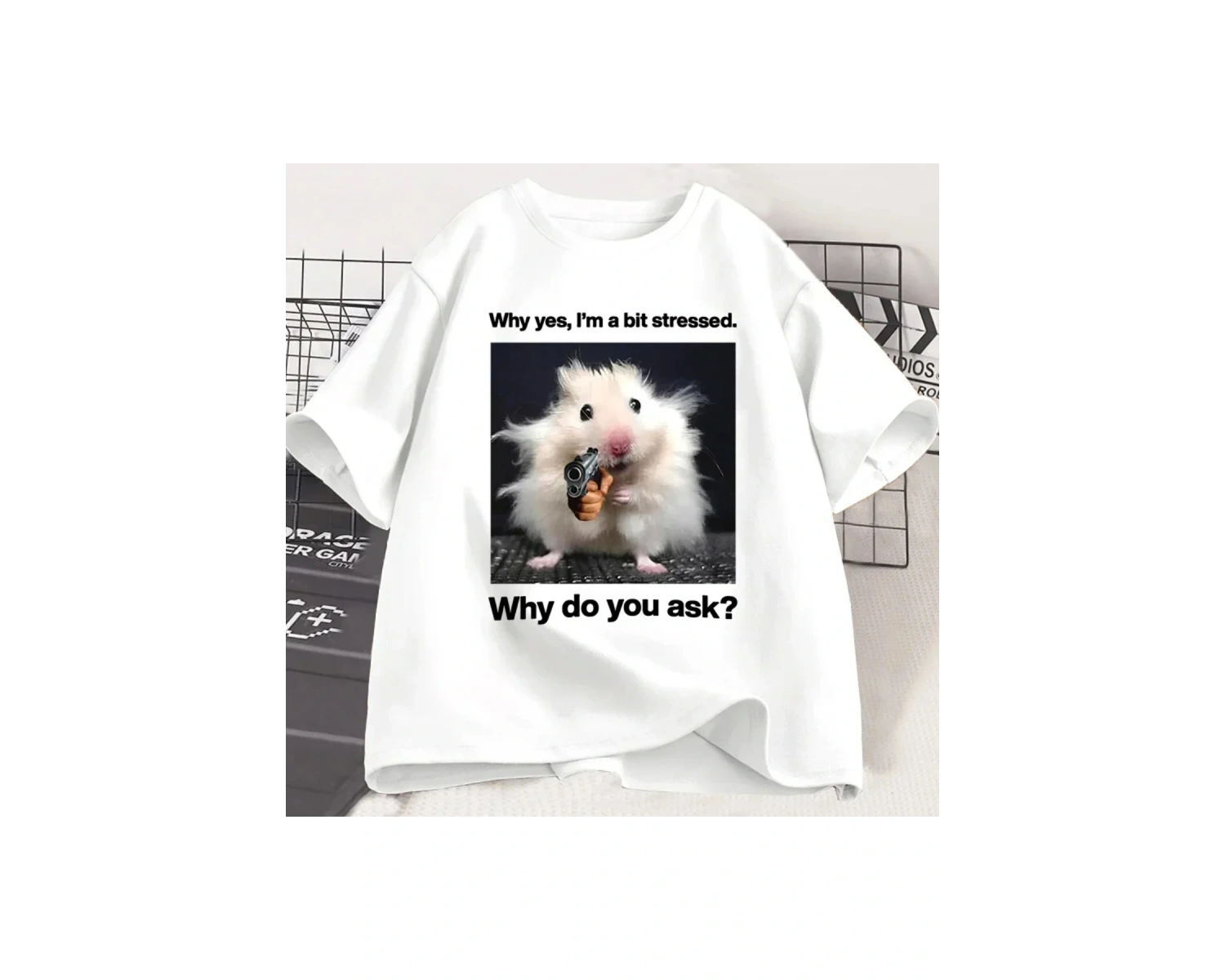 Beyaz Neden Bu Kadar Stres Komik Baskı Weirdcore Unhinged Hayvan Fare Gra