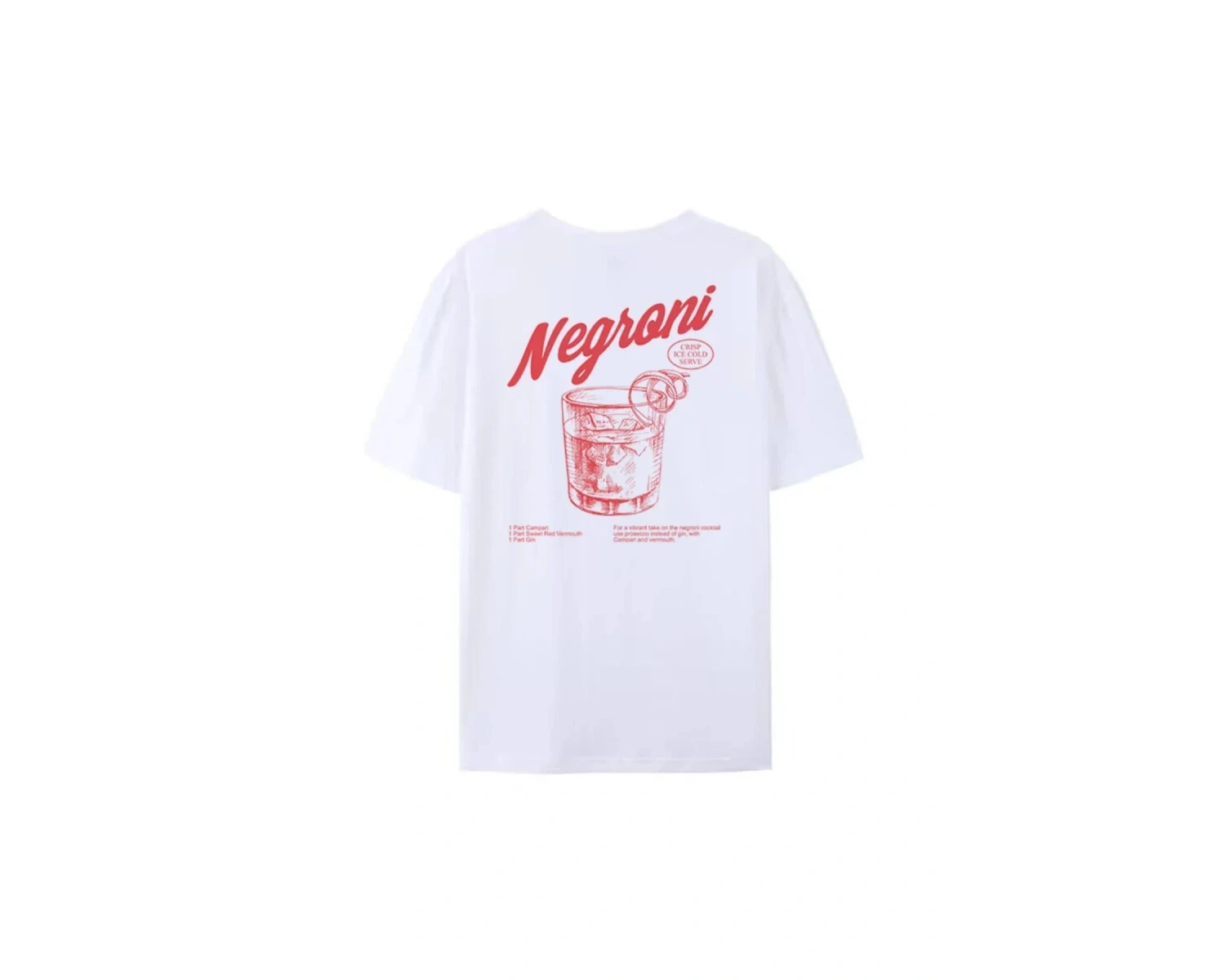 Beyaz Negroni Geri Baskı Retro Tarzı Kokteyl İçme Harajuku Sokak Grafik Tees