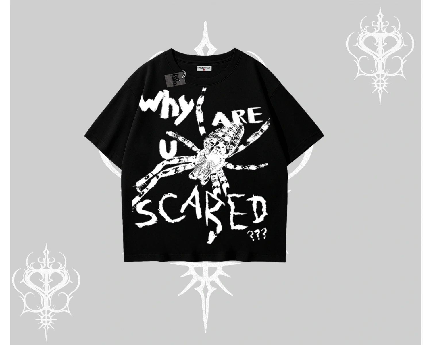 Beyaz Oversize Tişört Why are u Scared