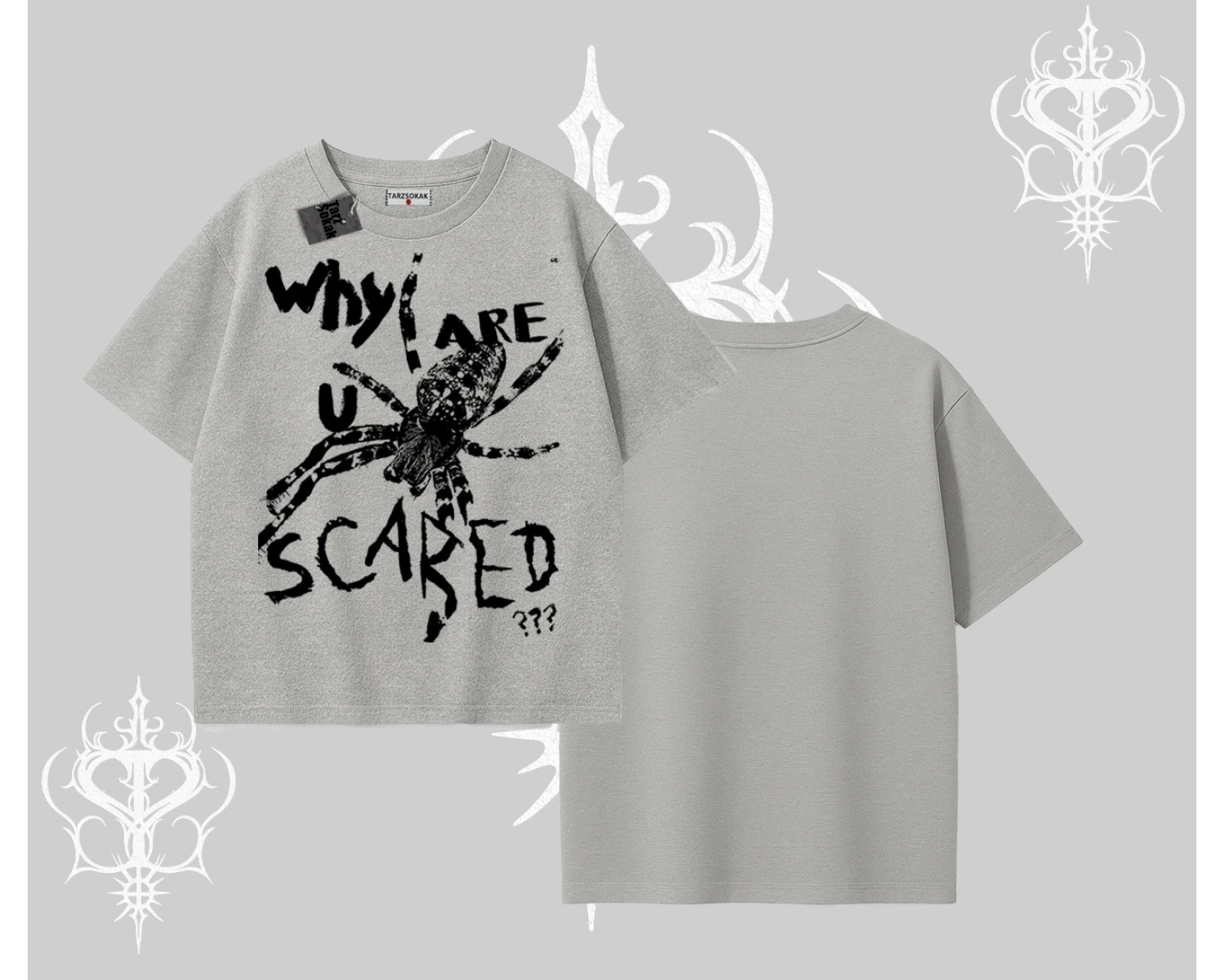 Beyaz Oversize Tişört Why are u Scared