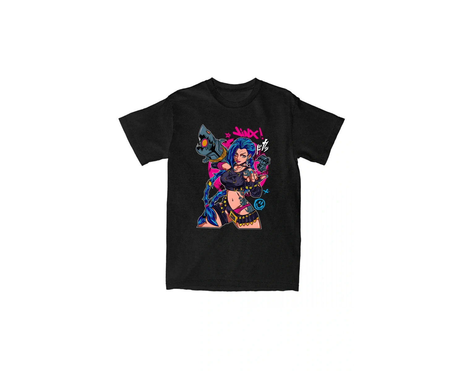 Beyaz Oyun Jinx Arcane leri Yaz O-Boyun Grafik Baskı Elbise Hip Hop Stre