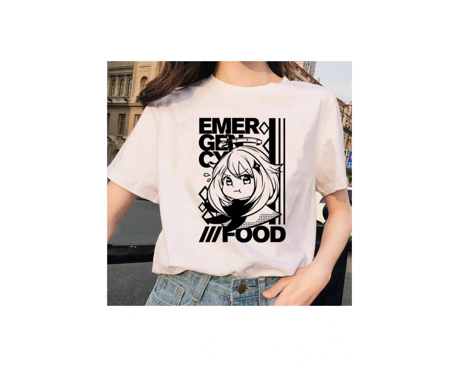 Beyaz Paimon Genshin darbe Venti Xiao Diona dishirt Kaeya karikatür