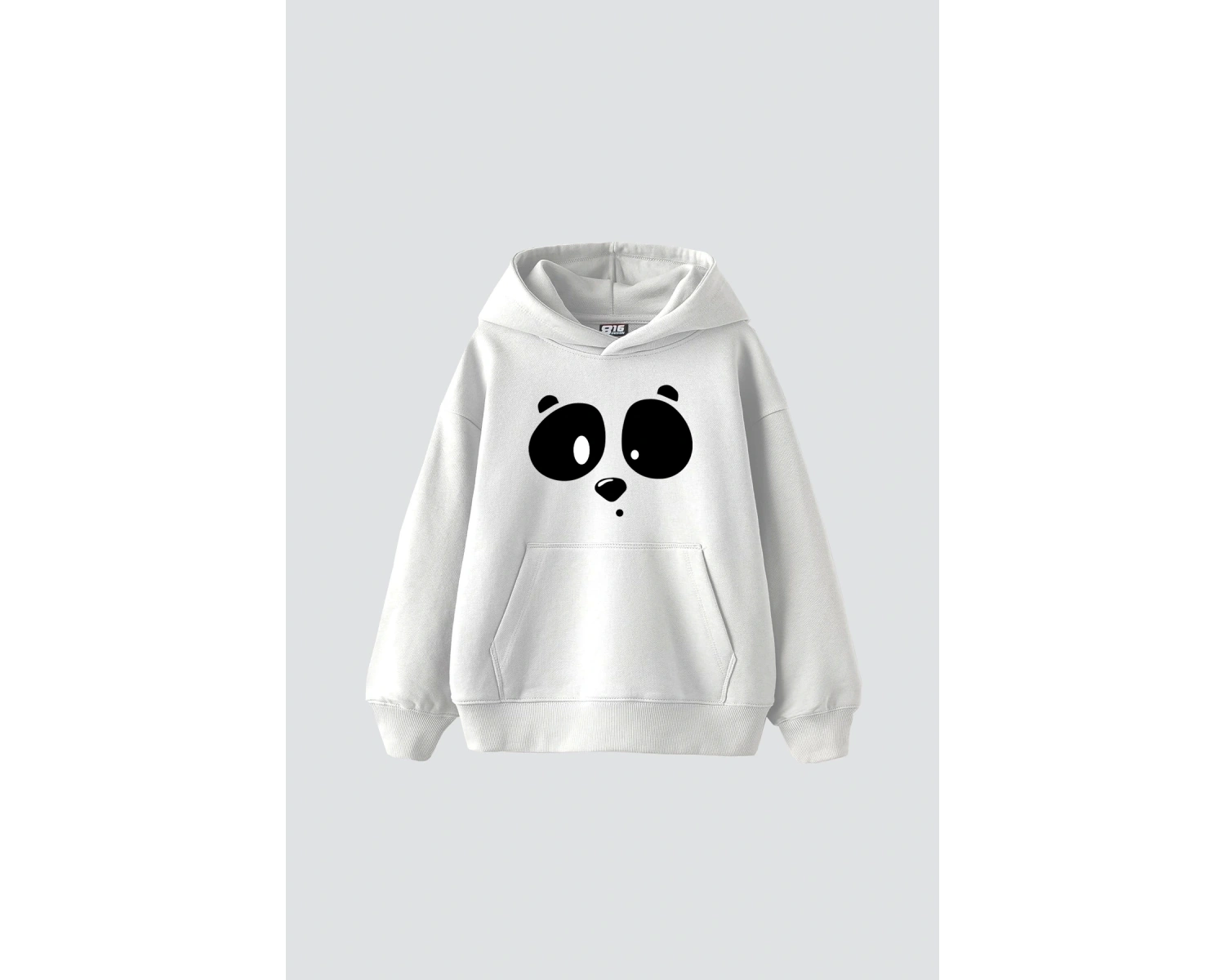 Beyaz Pand Baskılı Oversize Unisex Premium Beyaz