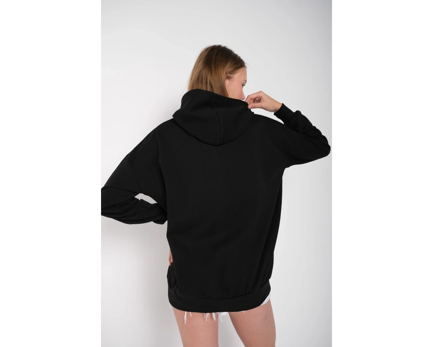 Beyaz Pembe Kapüşonlu Fermuarli Brooklyn Oversize