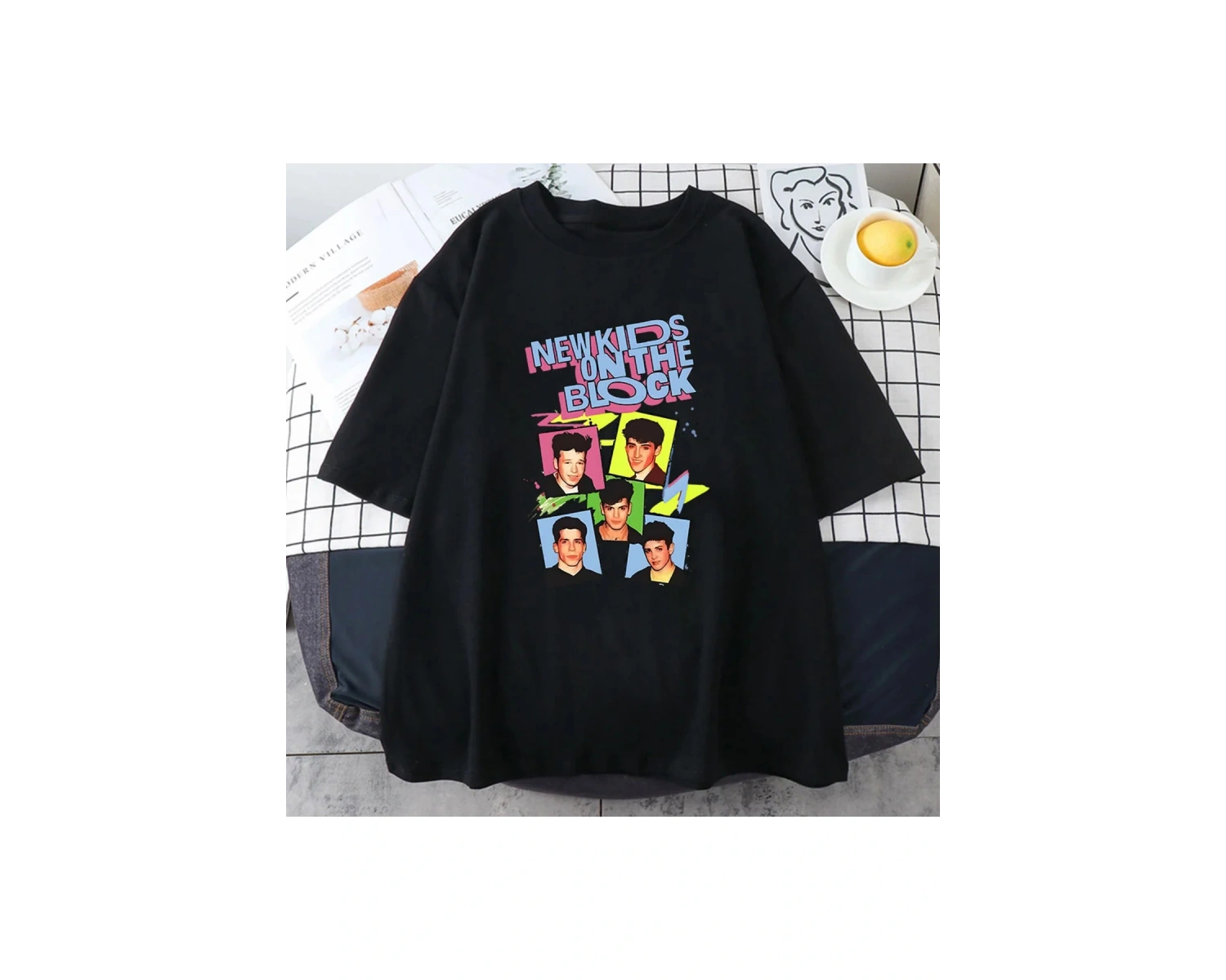 Beyaz Pop müzik NKOTB bant -gömlek yeni çocuklar blok grafik lar/erkekler Tees C