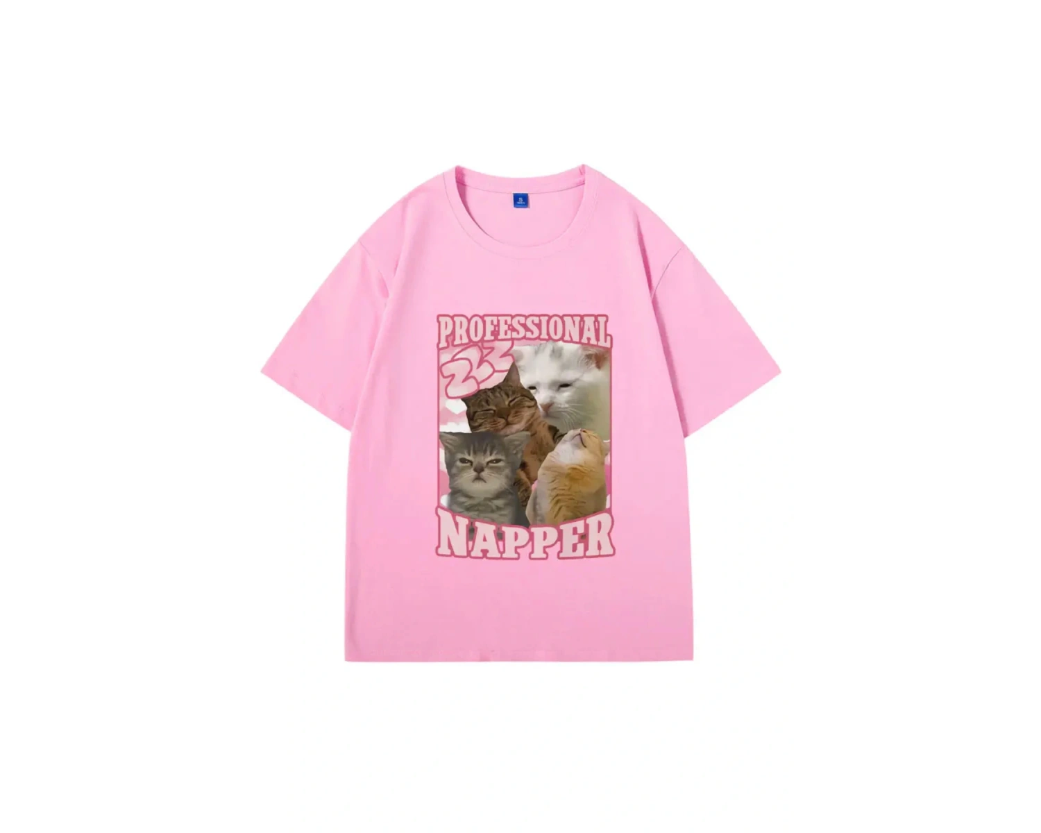 Beyaz Profesyonel Napper Komik Kedi Meme üyük Boy Tshirt Vintage Es
