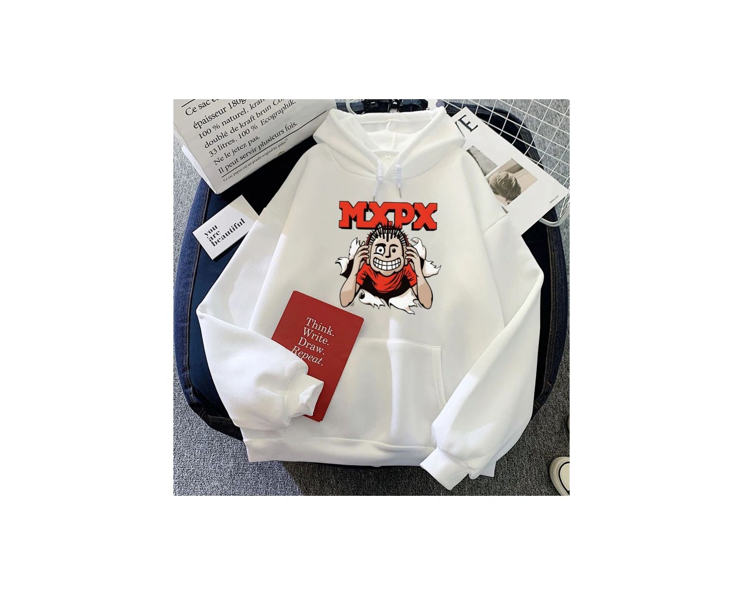 Beyaz Punk Rock Band MxPx Hoodies komik karikatür grafik Winter deras Hip Hop larerke