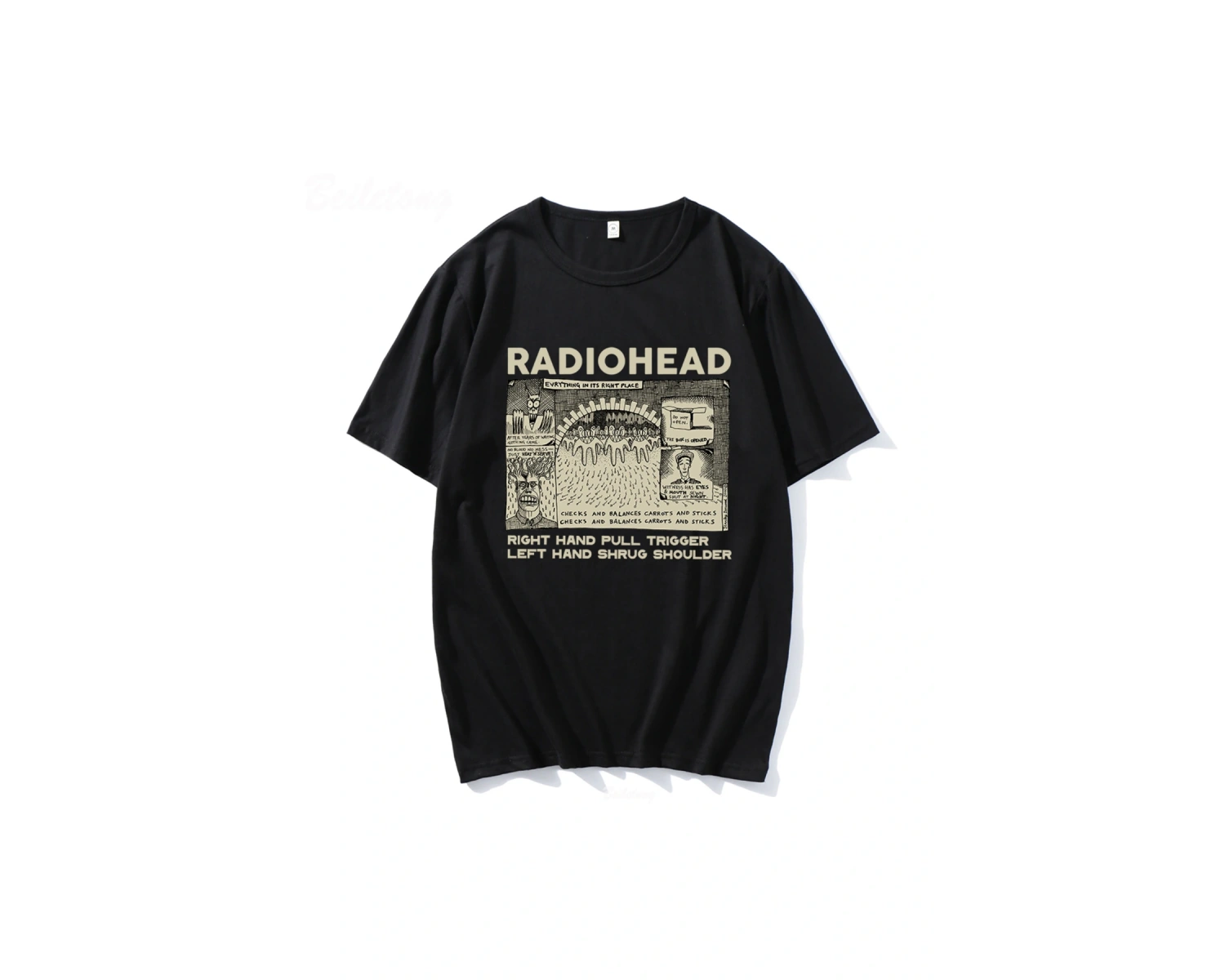 Beyaz Radiohead ler Komik Retro Baskılar Gevşek Nefes Üstleri Unisex T-sh
