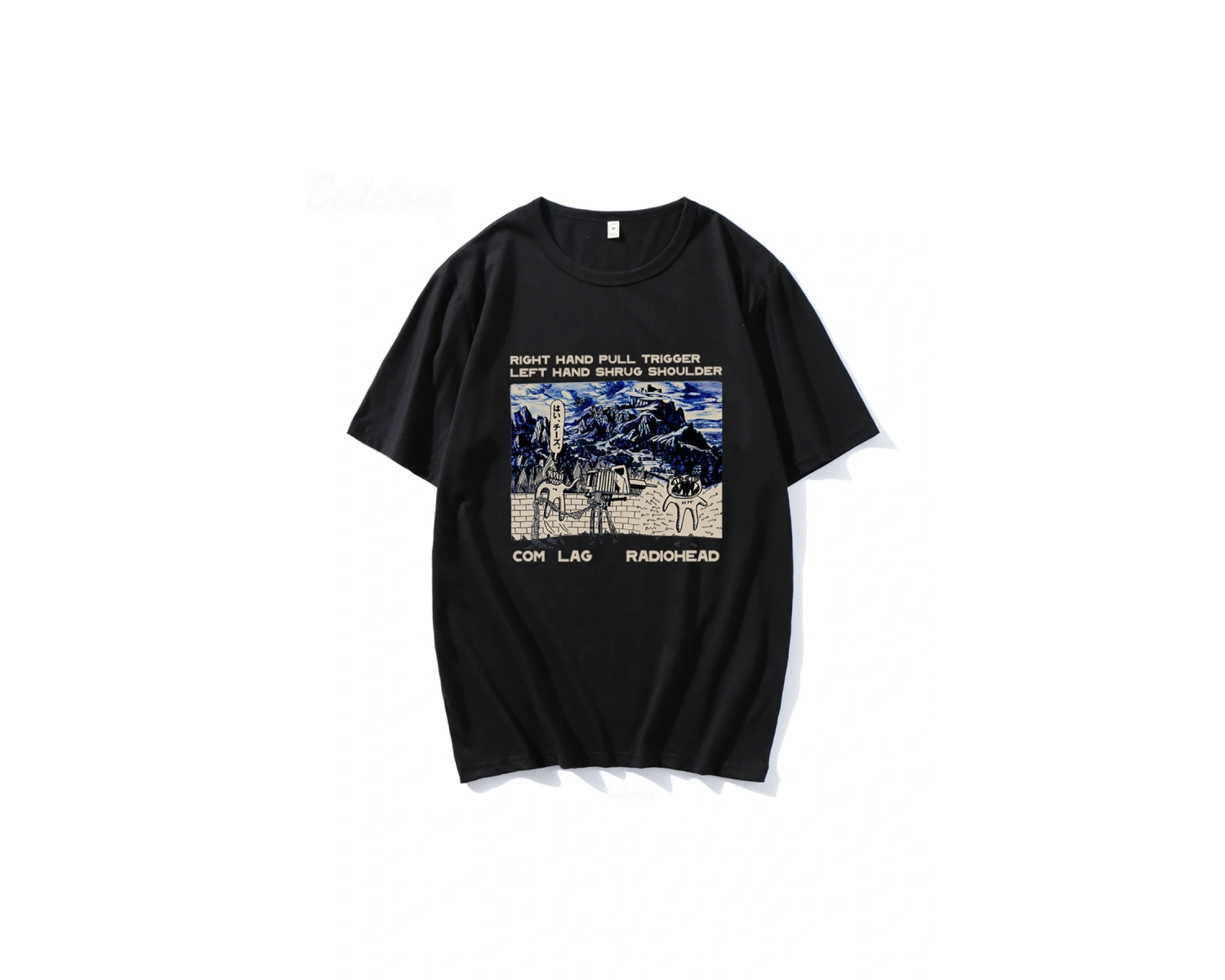 Beyaz Radiohead Tler ve lar Rock Boy Retro Baskılı Gevşek Japonya Istasyonu