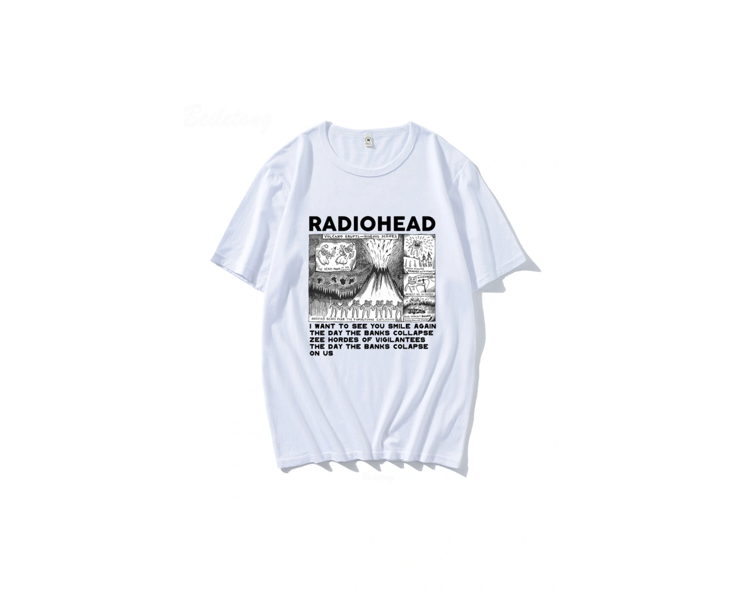 Beyaz Radiohead Vintage Hip Hop Rock Grubu Müzik Hayranları Komik Baskılar e