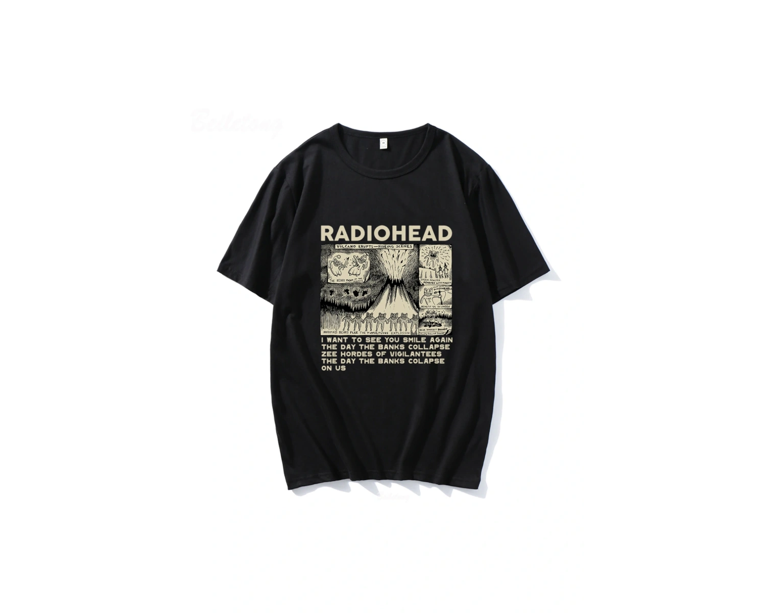 Beyaz Radiohead Vintage Hip Hop Rock Grubu Müzik Hayranları Komik Baskılar e