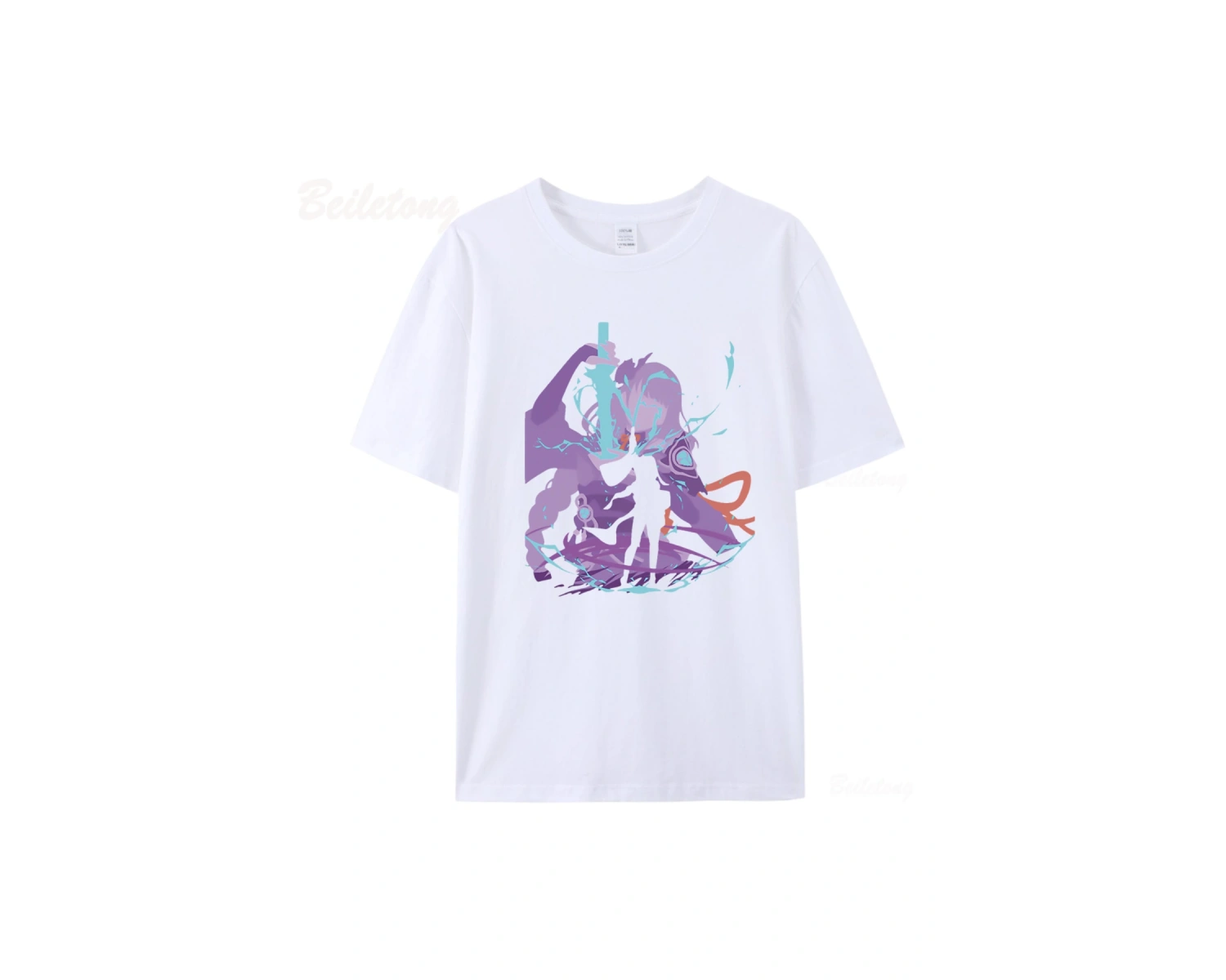 Beyaz Raiden gengenshin darbe oyunu Anime Tees100 yaz Unisex