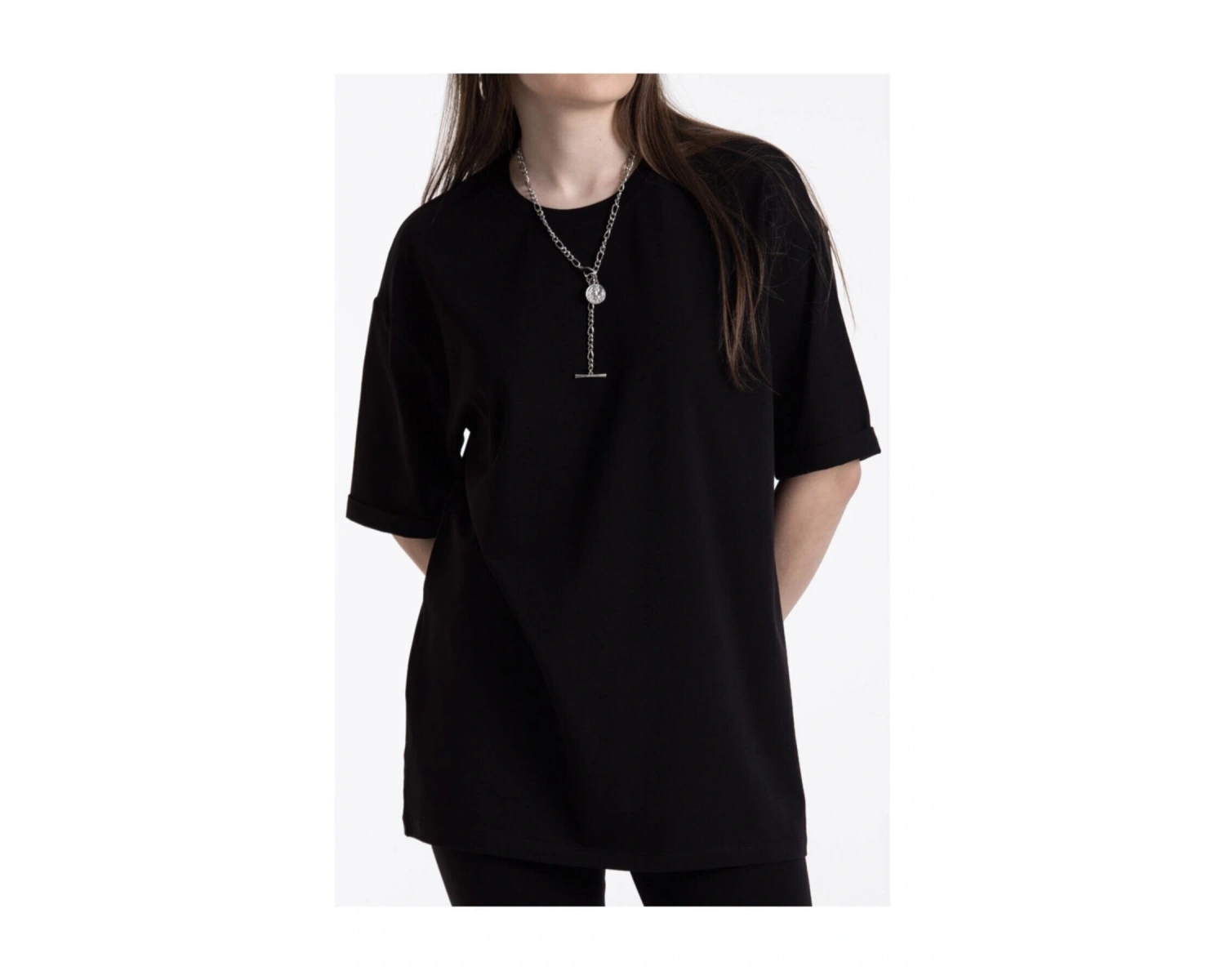 Beyaz Renkli, Düz, Kısa Kollu Boyfriend T-shirt Ve Biker Tayt Takım