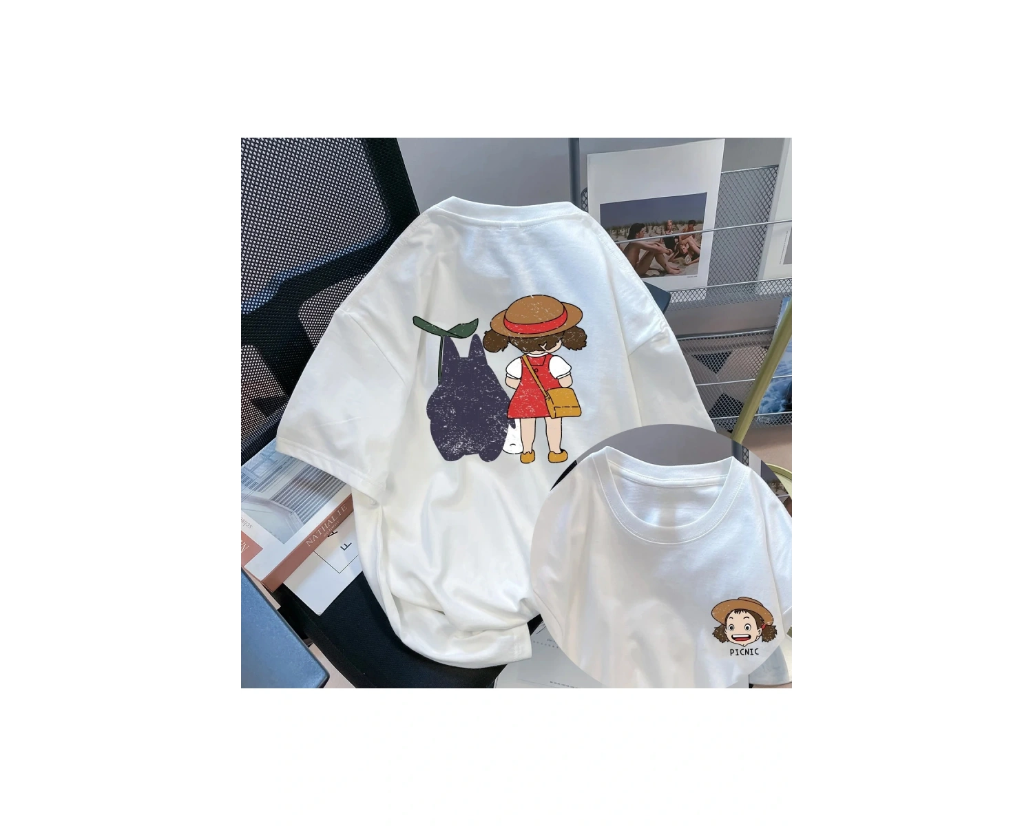 Beyaz Retro Distred Baskı Ort Sve Etiket Kaldırıldı Gençlik soi Yaz Gevşek Fit