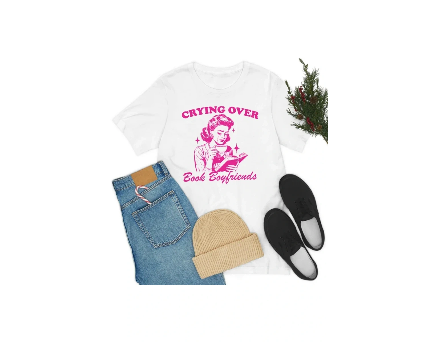 Beyaz Retro Komik Fantezi Romantizm Okuyucu Sevimli Roman Bookish Vintage Kit