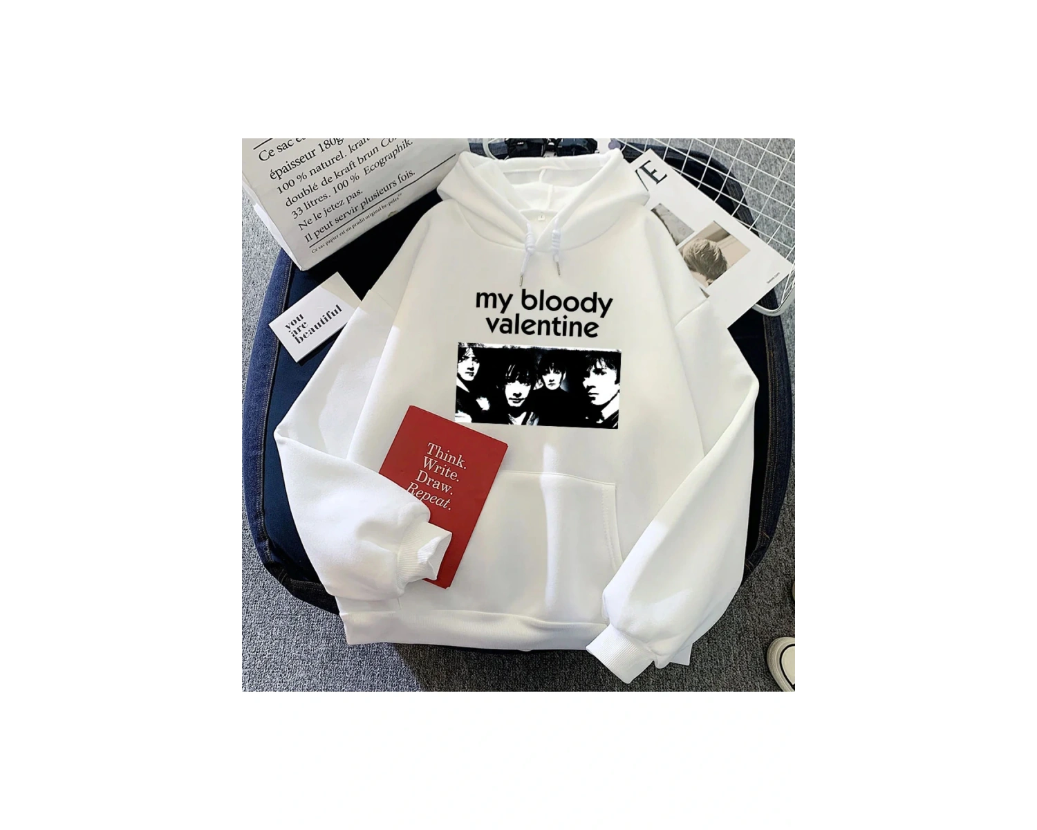 Beyaz Rock Band benim kanlı sevgililer Hoodies Ropa De Mujer Soft