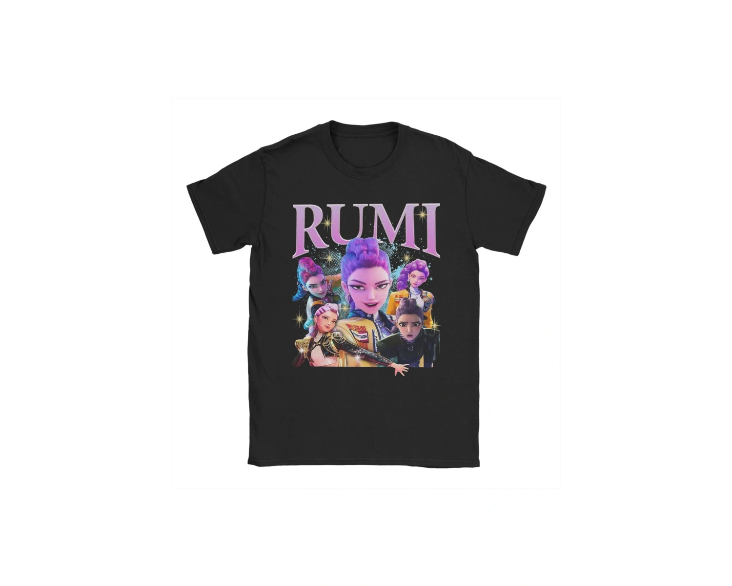 Beyaz Rumi K-pop Demon Hunters Huntrix 90s Yenilik Tee Ekip Boyun T