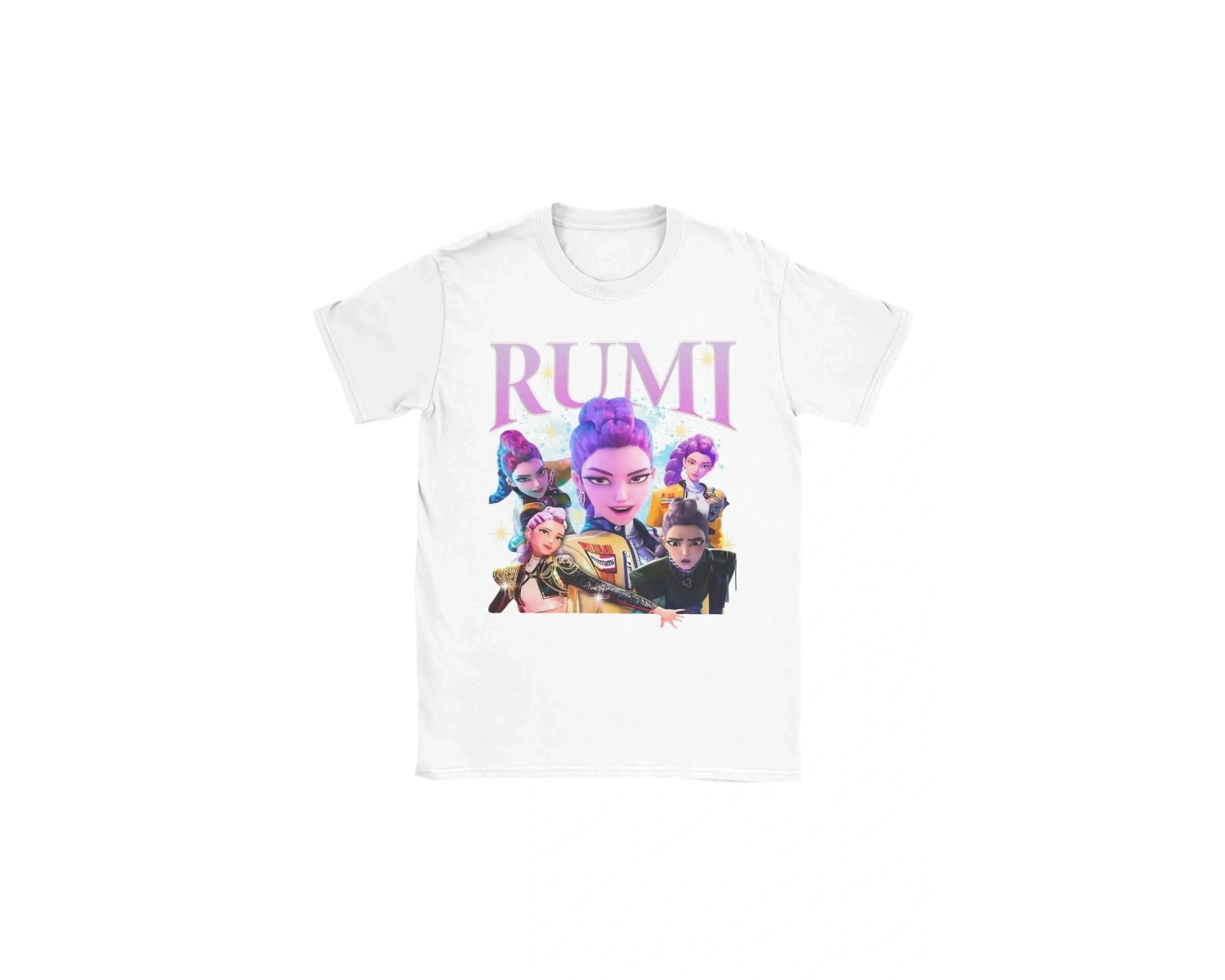 Beyaz Rumi K-pop Demon Hunters Huntrix 90s Yenilik Tee Ekip Boyun T