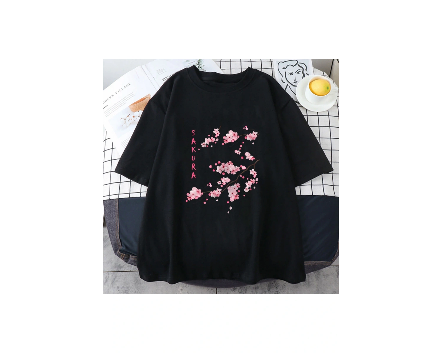 Beyaz Sakura kiraz çiçeği komik güzel baskı Tee gömle