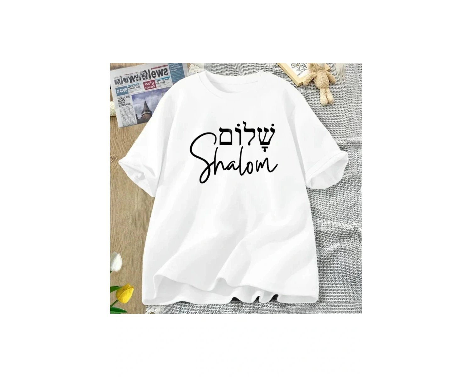 Beyaz Şalom İbranice Yunan Dil Tshirt Barış İsa Mesih Hıristiyan Yahudi T Tees Ka