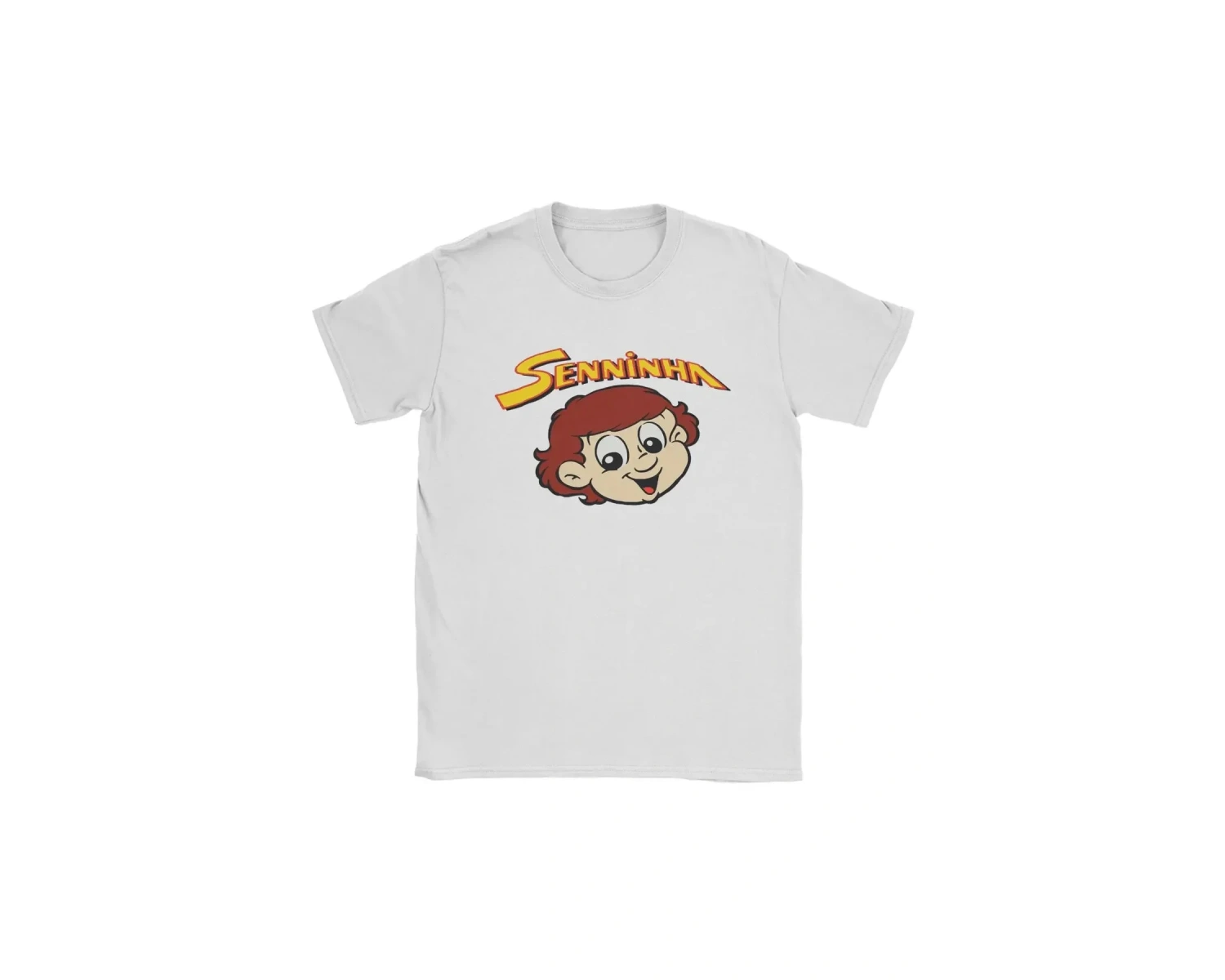 Beyaz Senninha Ayrton Senna Karikatür Aksesuarları Komik Grafik Baskı Elbi