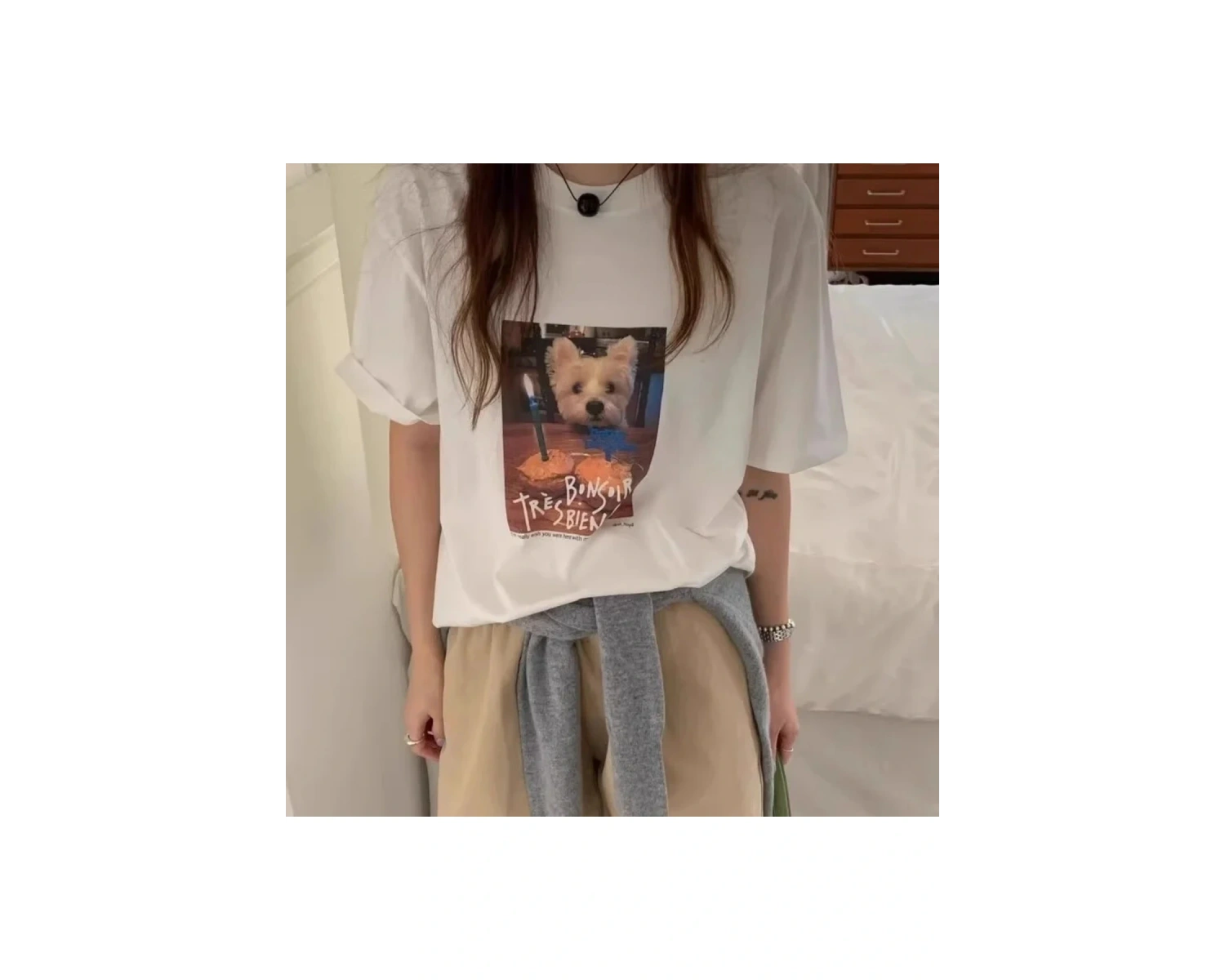 Beyaz sevimli karikatür üstleri anti-aging yaz gündelik grafik yaz