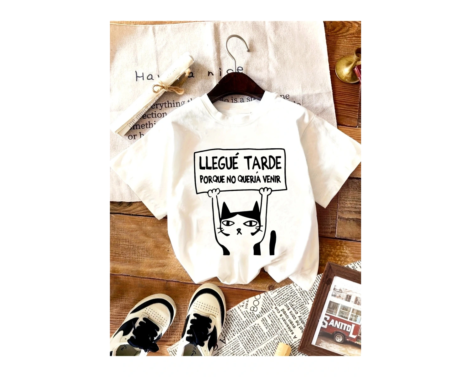 Beyaz Sevimli Kedi Mektup Baskı Eğlence Tarde asu No Queria Venir