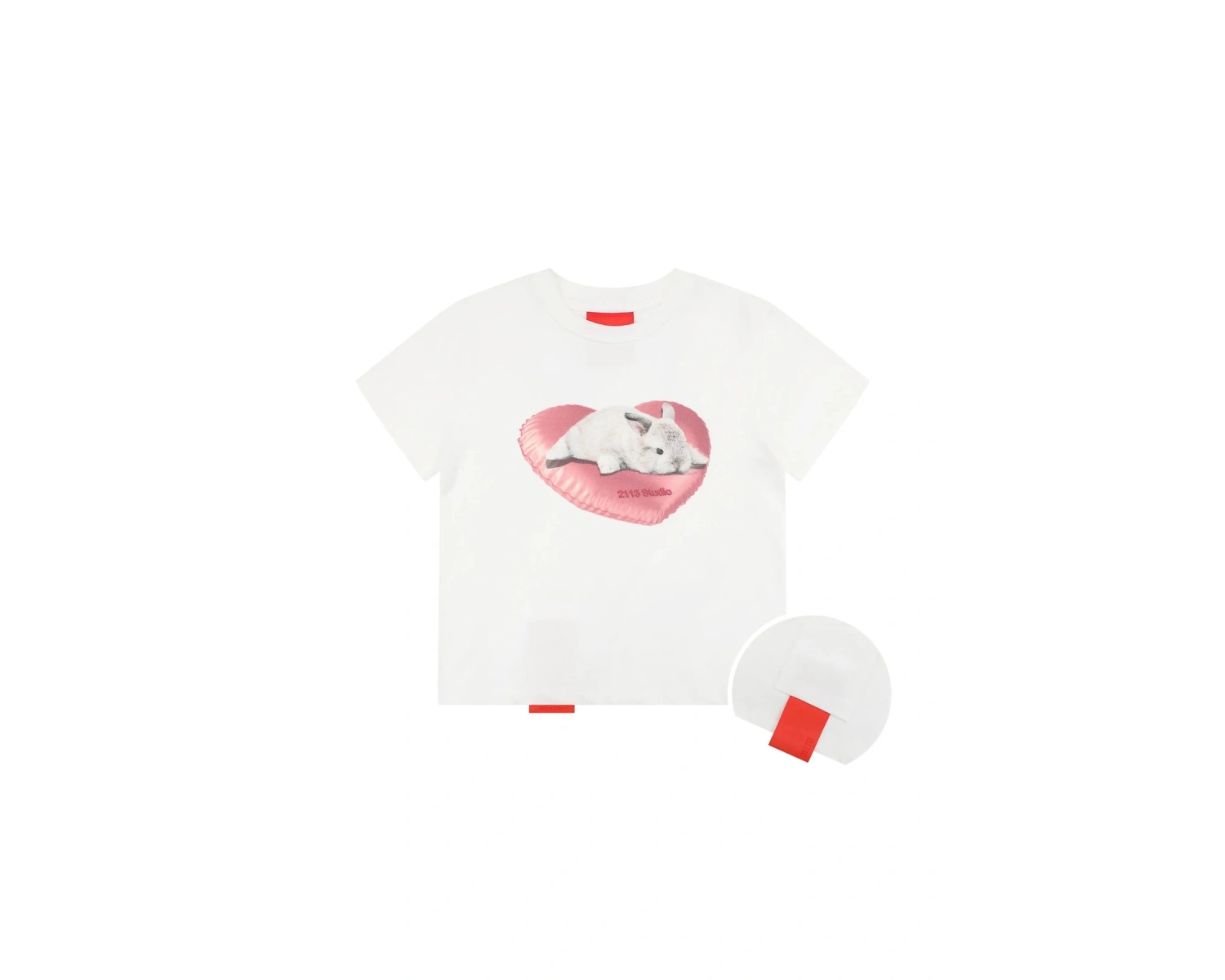 Beyaz Sevimli Tembel Tavşan Yuvarlak Slim Fit Göbek Düğmesi Uzunluğu Kore Karışım